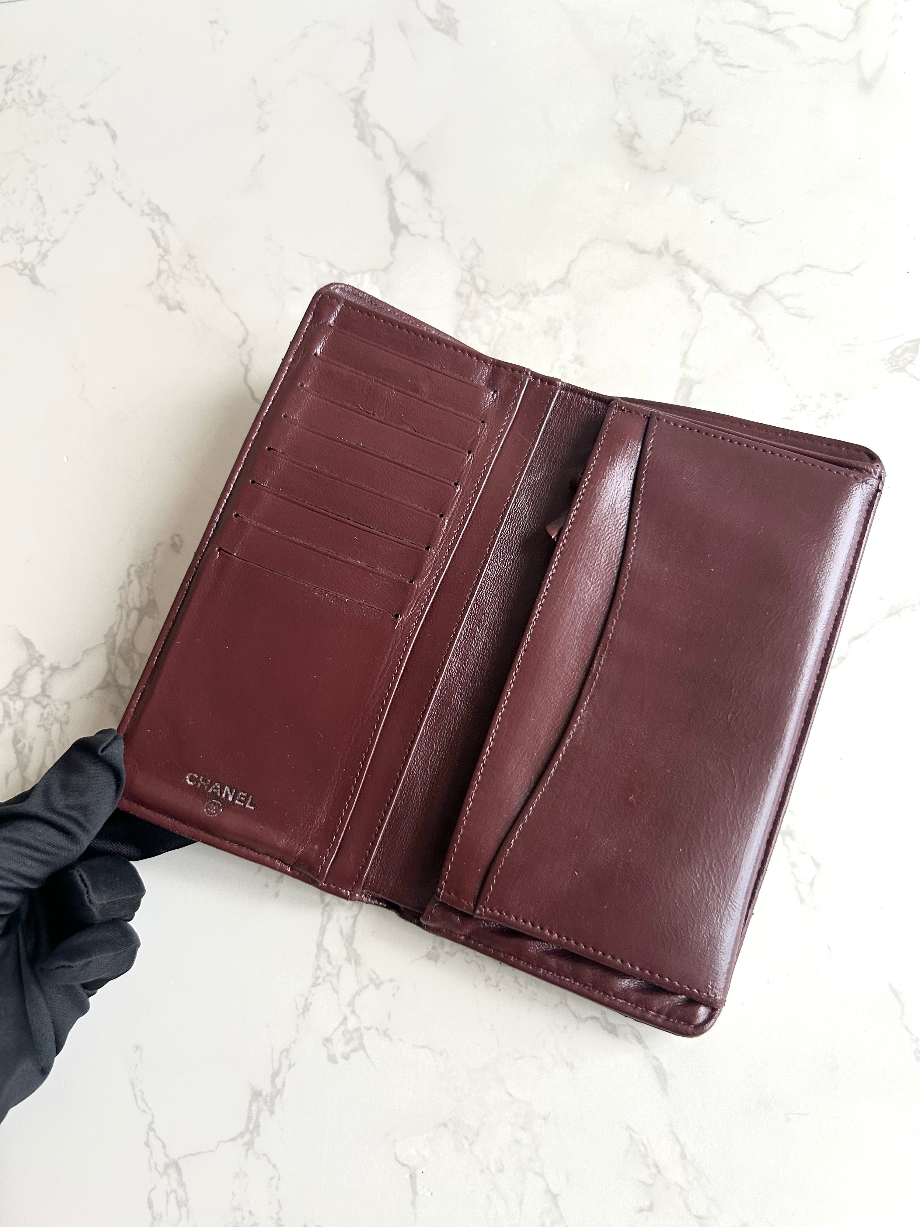 Chanel 黑色銀扣皮革長夾 錢包 皮夾 中古包