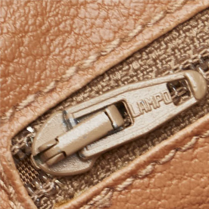 CELINE Large Ring Brown Old Flower Leather Side Bag / Crossbody Bag