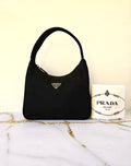 Prada Classic Black and Silver Hobo Shoulder Bag