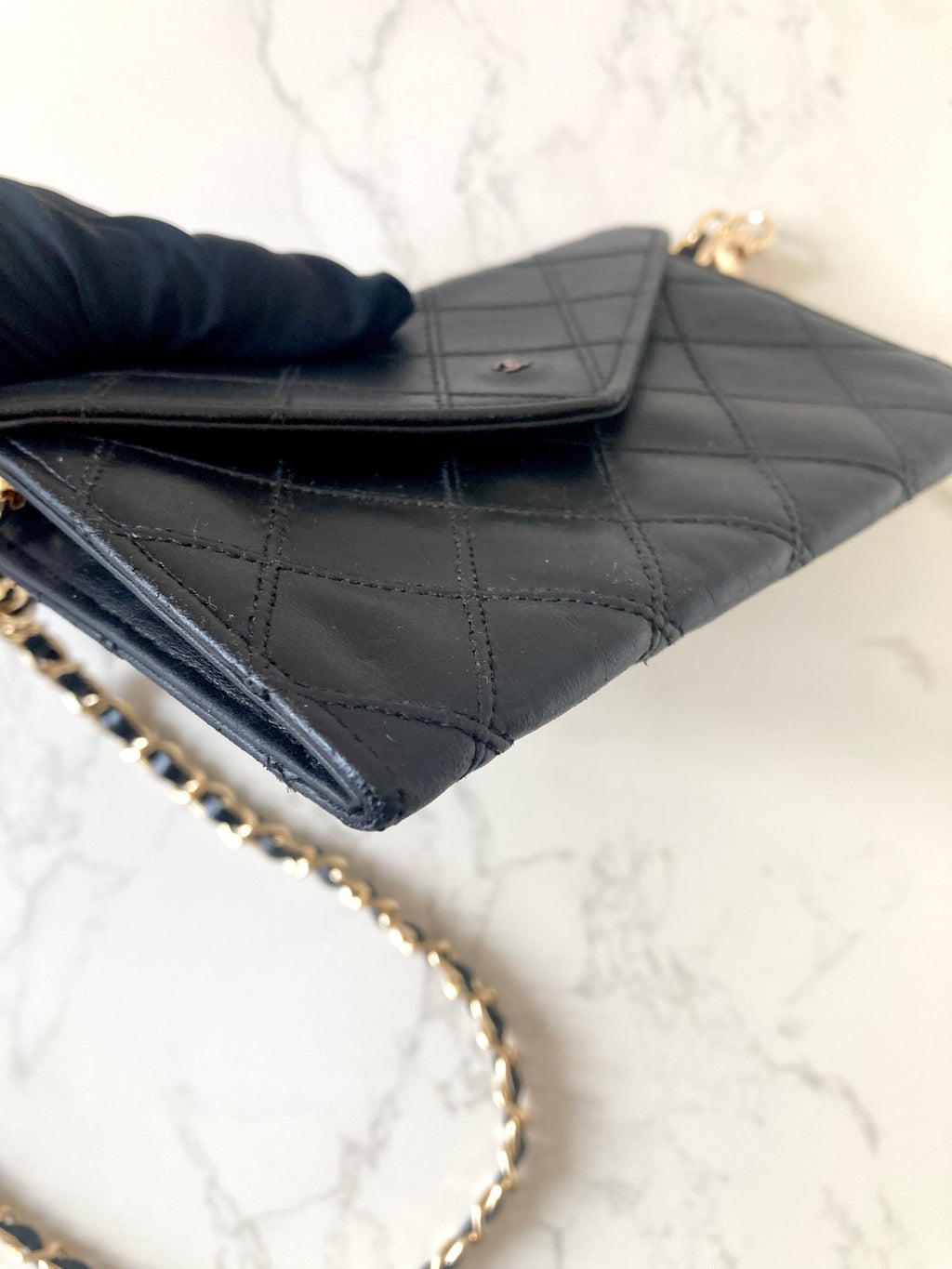 CHANEL Rare Black Lamb Skin Mini Chain Crossbody Bag