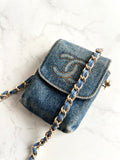 Chanel 牛仔布藍色斜背包 單肩包 側背包 中古包