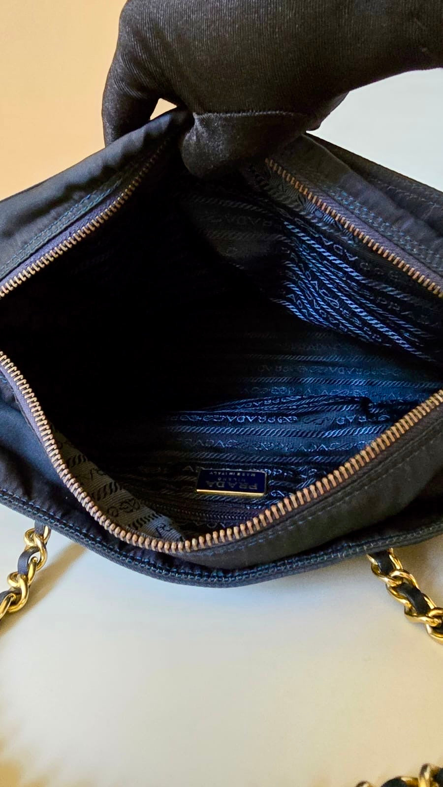 Prada Rare Midnight Blue Chain Shoulder Bag/Tote Bag