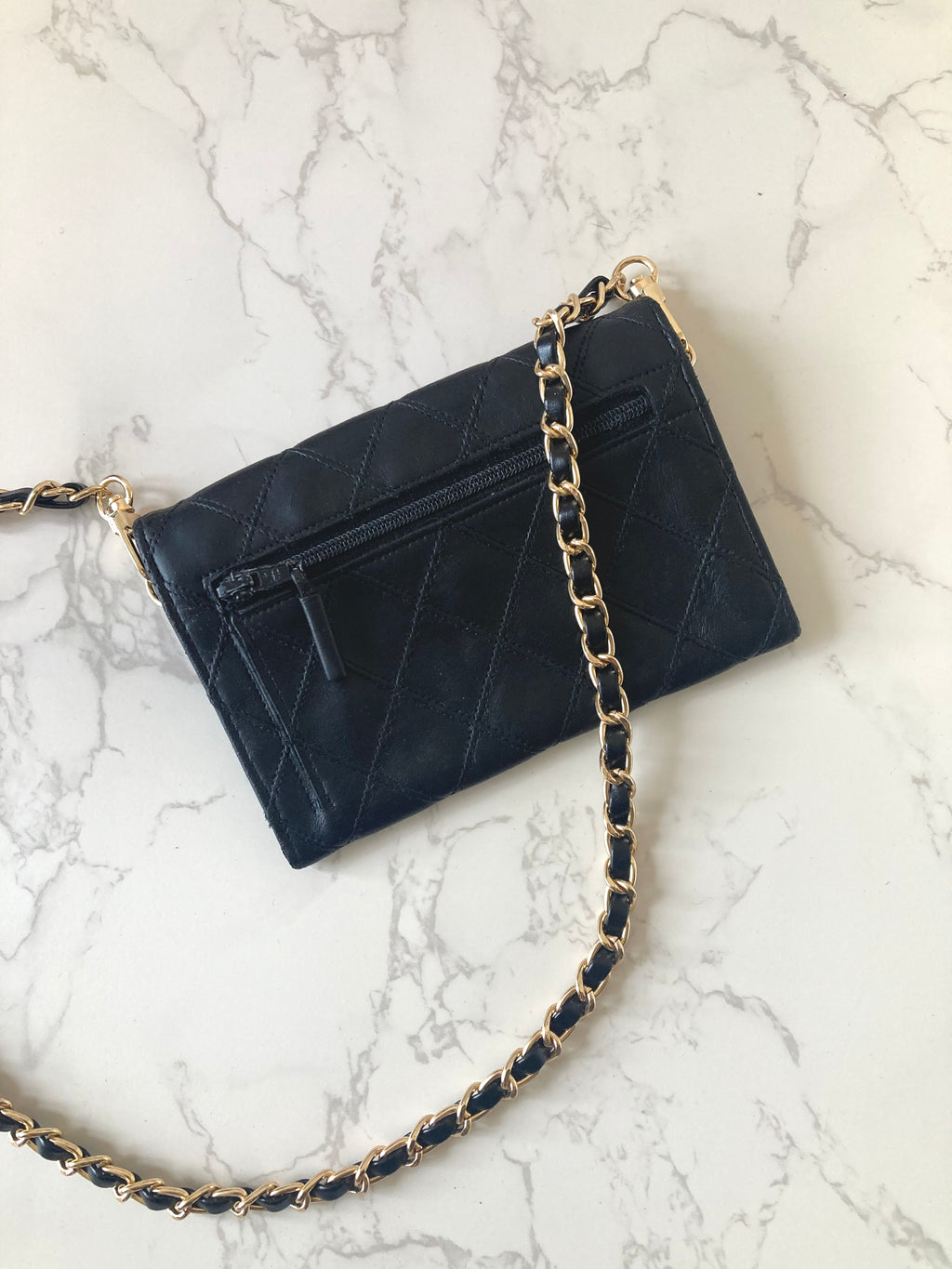 CHANEL Rare Black Lamb Skin Mini Chain Crossbody Bag