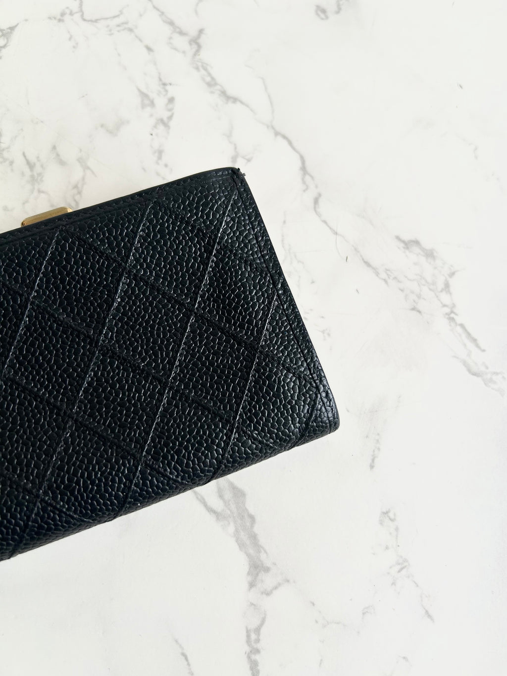 Chanel Black Caviar Leather Medium Wallet/Bifold Wallet/Wallet/Short Wallet