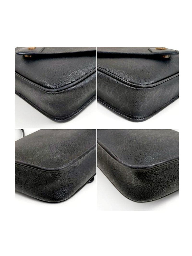 CHRISTIAN DIOR black and gold honeycomb old flower envelope small bag/shoulder bag/side bag/oblique bag - Japanese second-hand Vintage