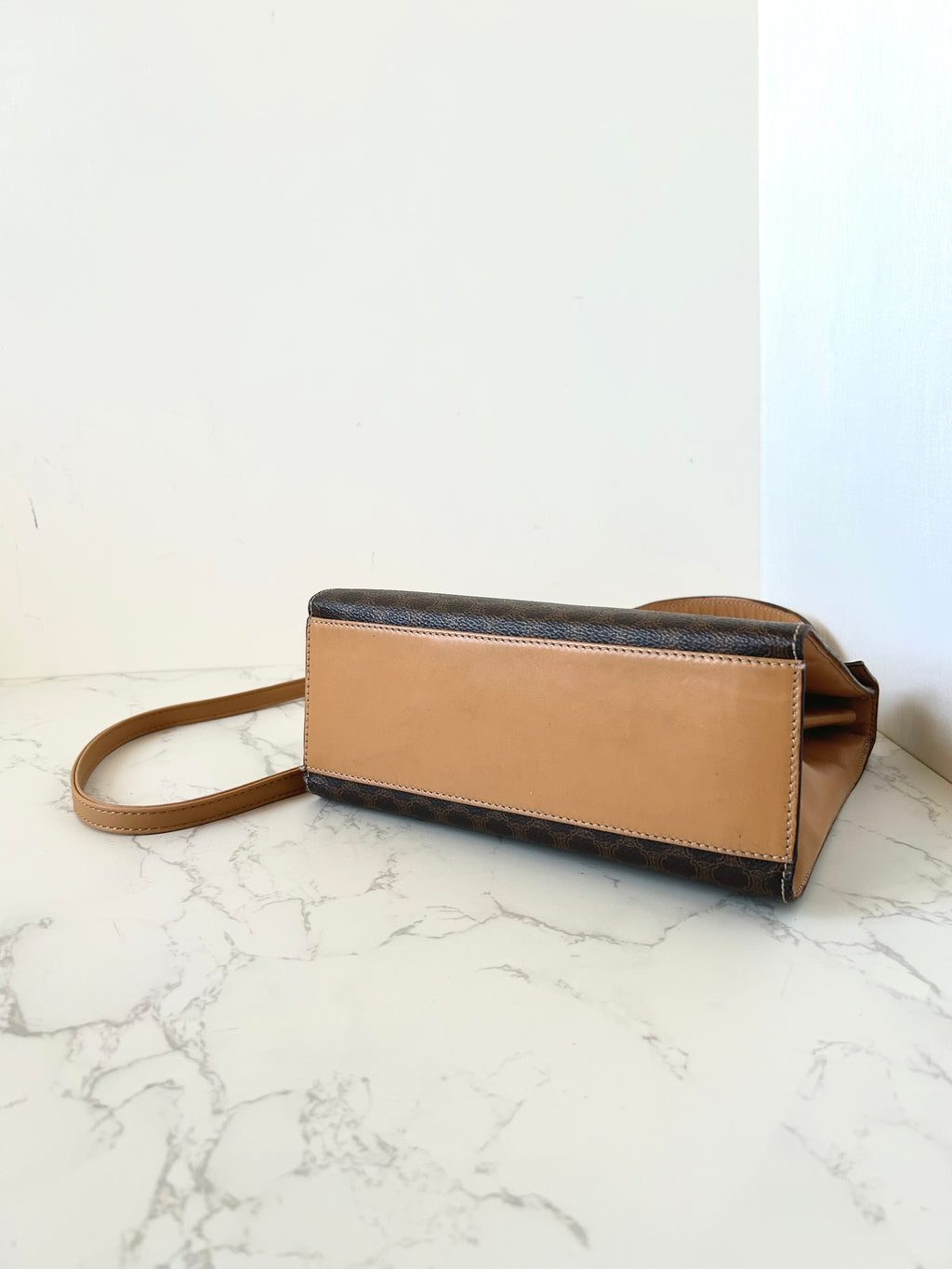 CELINE rare small brown old flower Kelly bag/side bag/crossbody bag/handbag