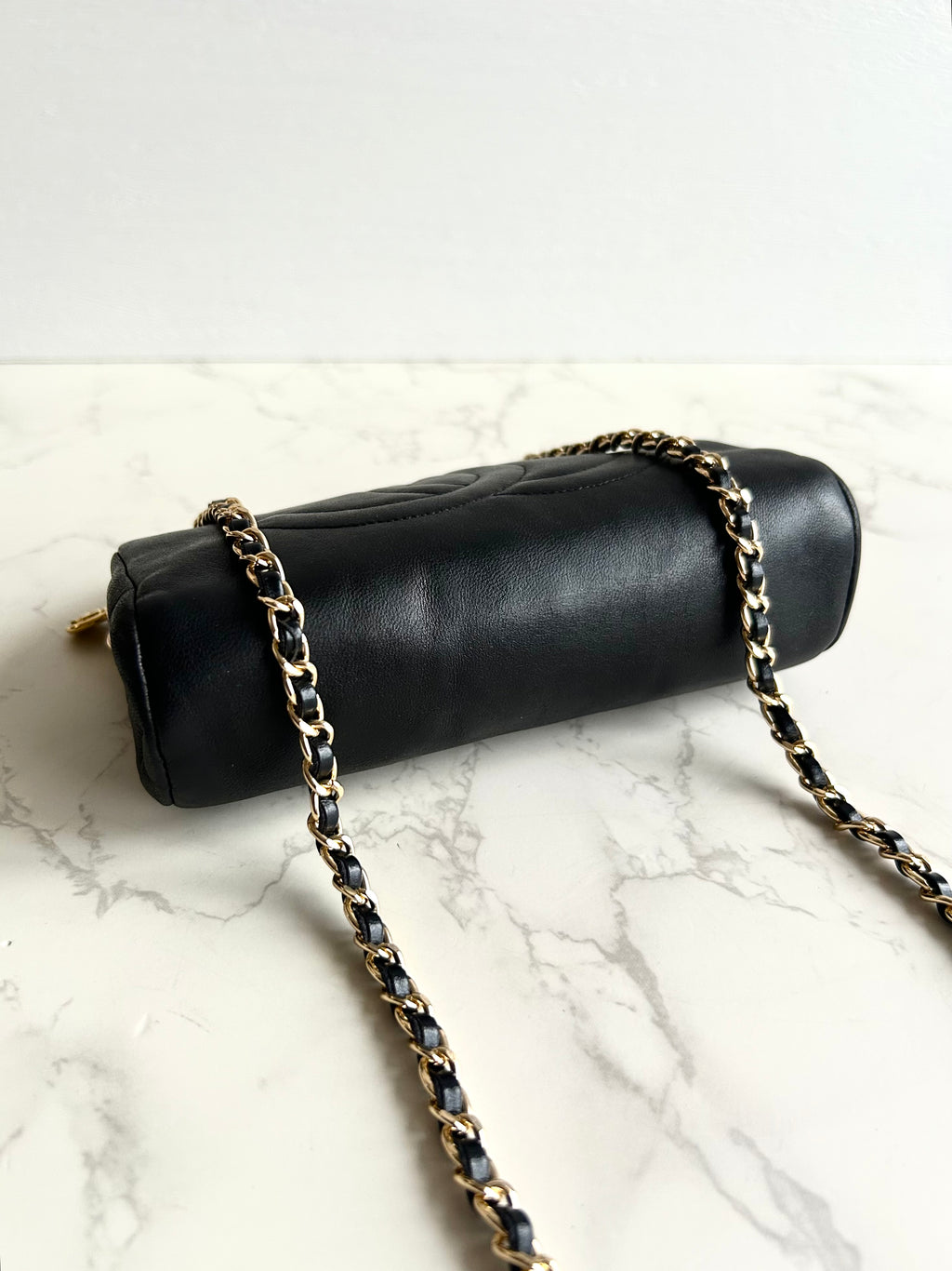 Chanel 黑色小羊皮革Cocomark斜背包/單肩包/側背包