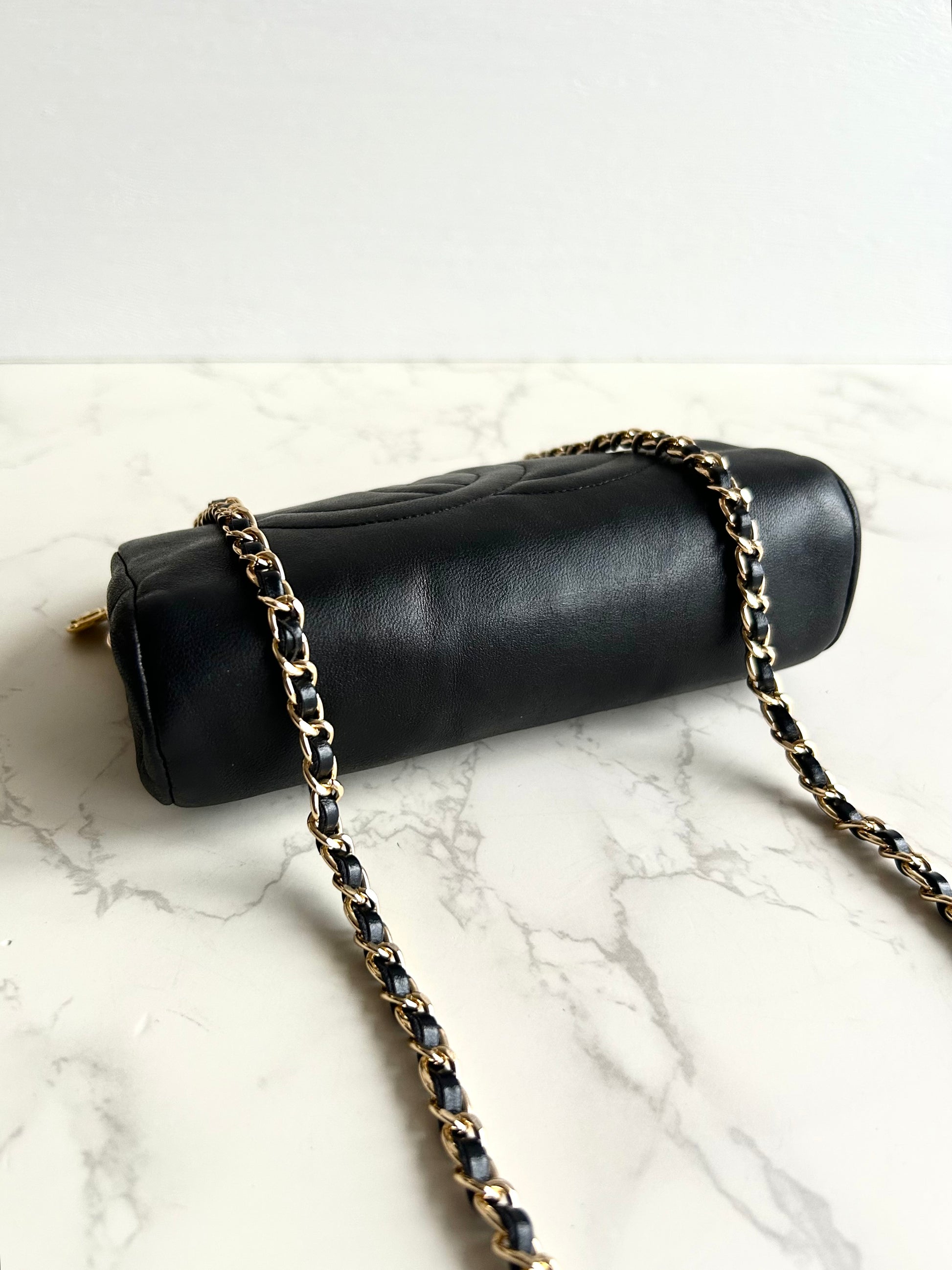 Chanel 黑色小羊皮革Cocomark斜背包/單肩包/側背包