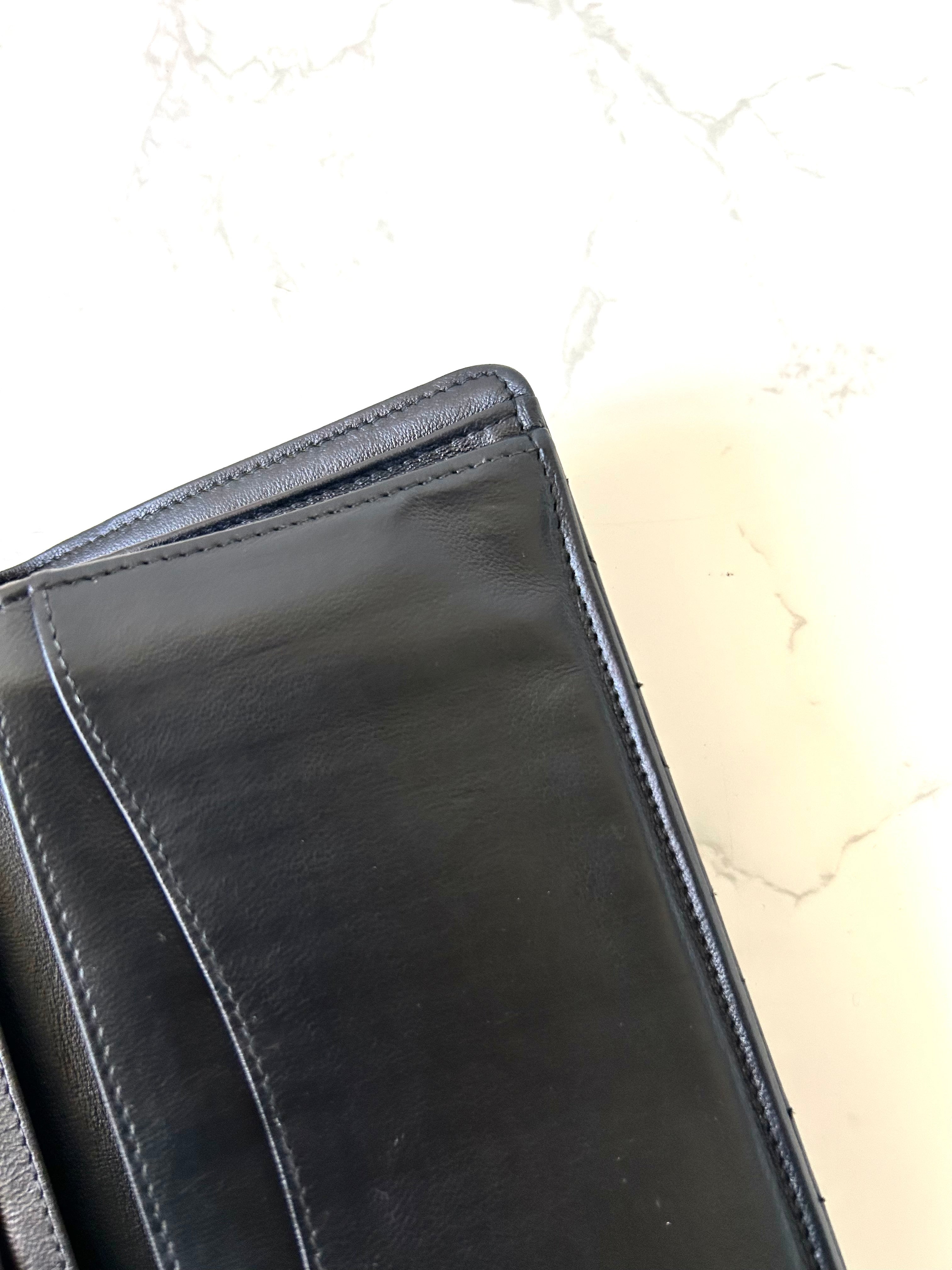 CHANEL black gold lambskin leather WOC long wallet/oblique bag/side bag