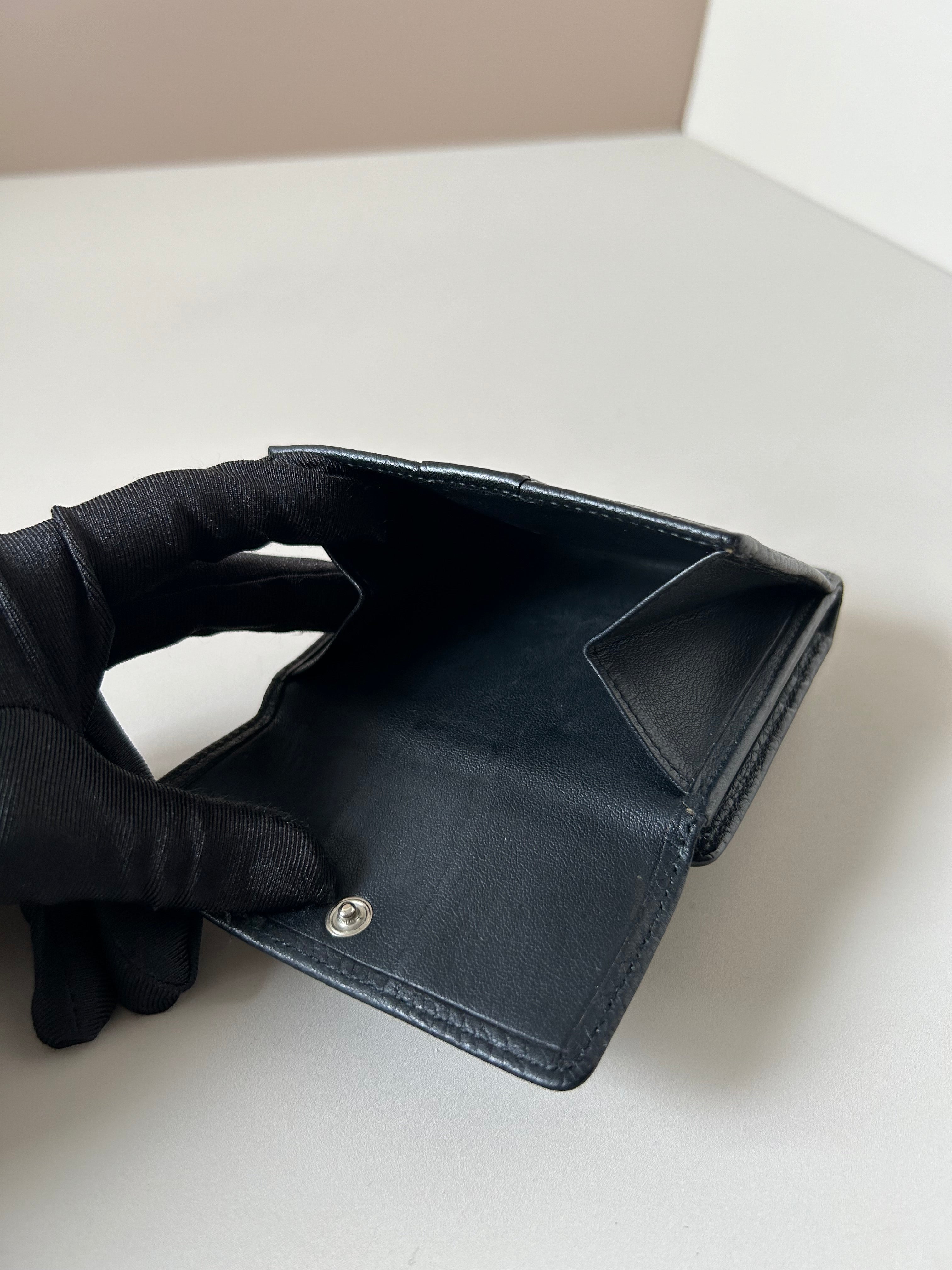 LOEWE rare black cowhide leather short wallet / small wallet / coin purse
