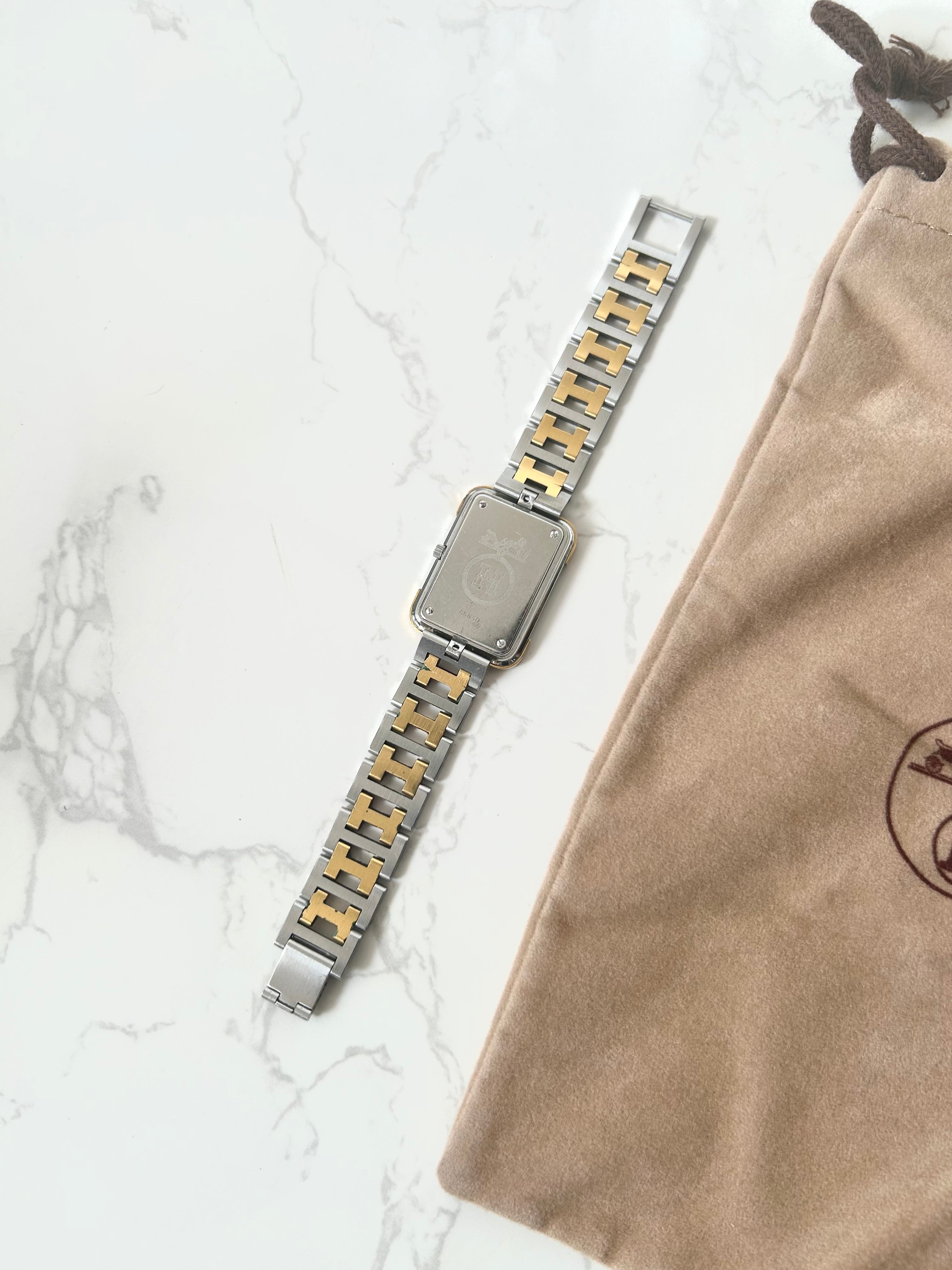 HERMES rare Croisiere gold and silver bracelet men's and women's watch