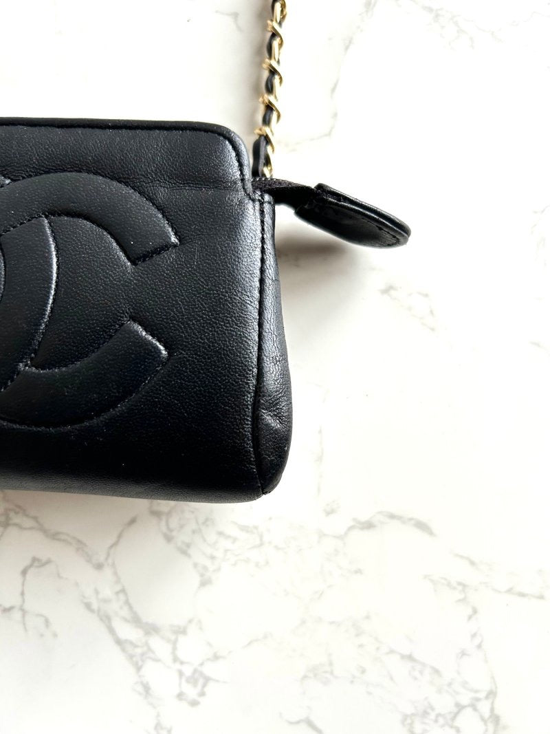 Chanel黑色皮革中古包 斜背包 單肩包 側背包 二手包