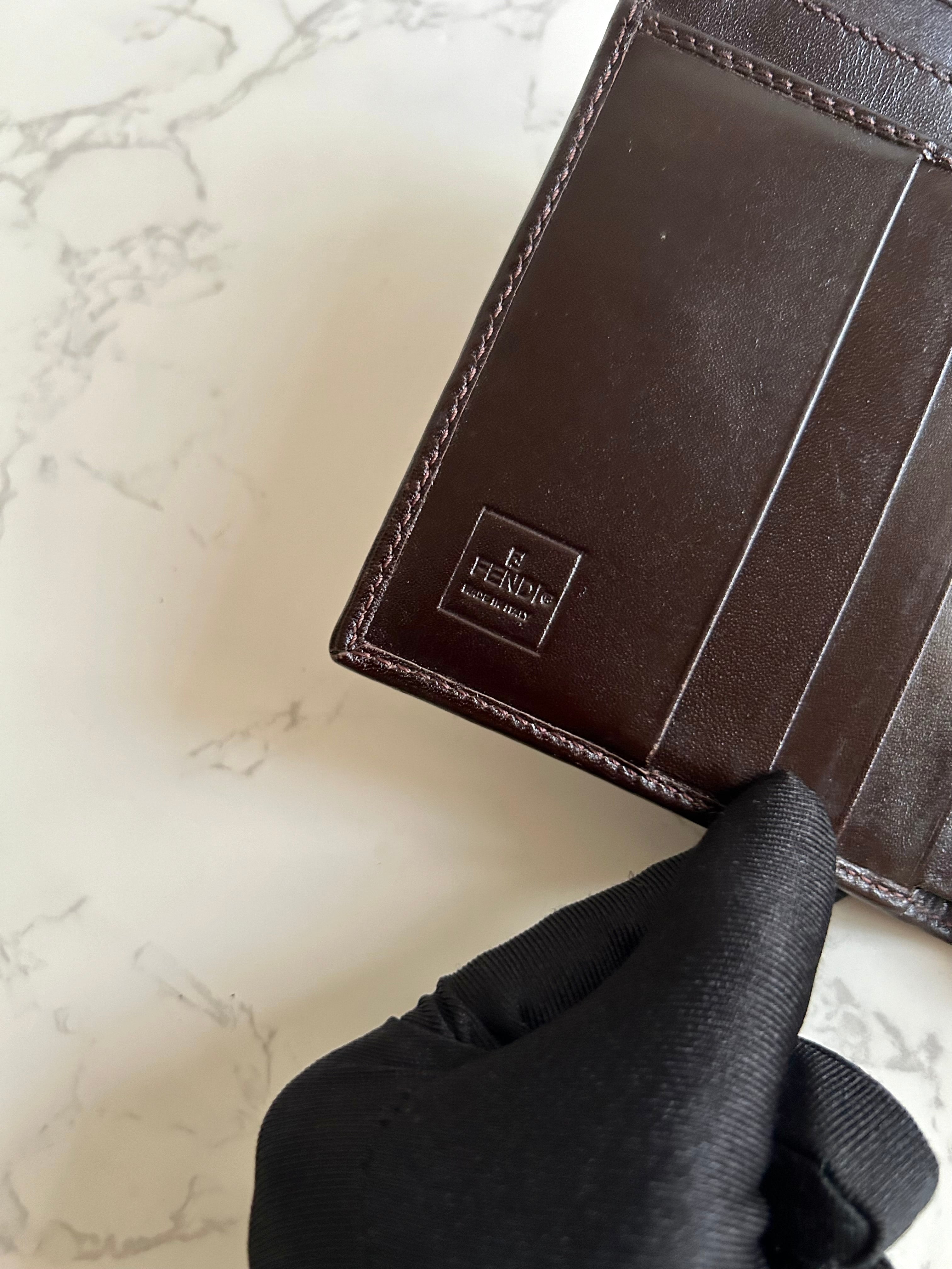 FENDI Zucchino Brown Monogram Short Wallet/Short Clip
