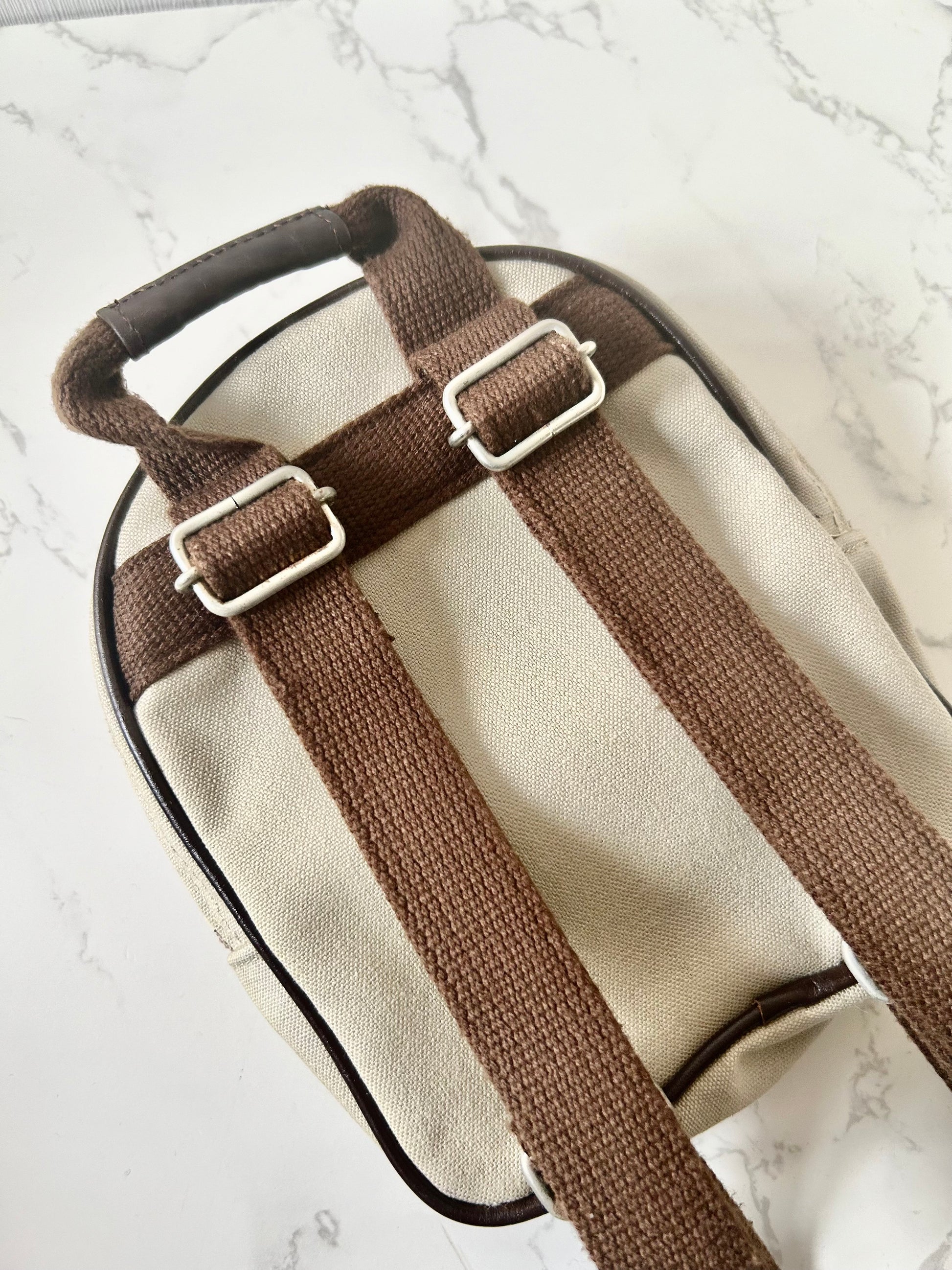CELINE rare beige black Arc de Triomphe small backpack / rucksack / backpack