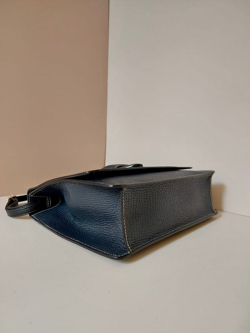 LOEWE rare navy blue black leaf Kelly dual-use side bag / oblique bag / handbag