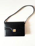 CELINE Rare Black Gold Buckle Calfskin Leather Flap Box Bag/Shoulder Bag/Hobo Bag
