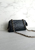 CHANEL Rare Black Caviar Leather Chain Small Bag/Side Bag/Messenger Bag/Clutch Bag