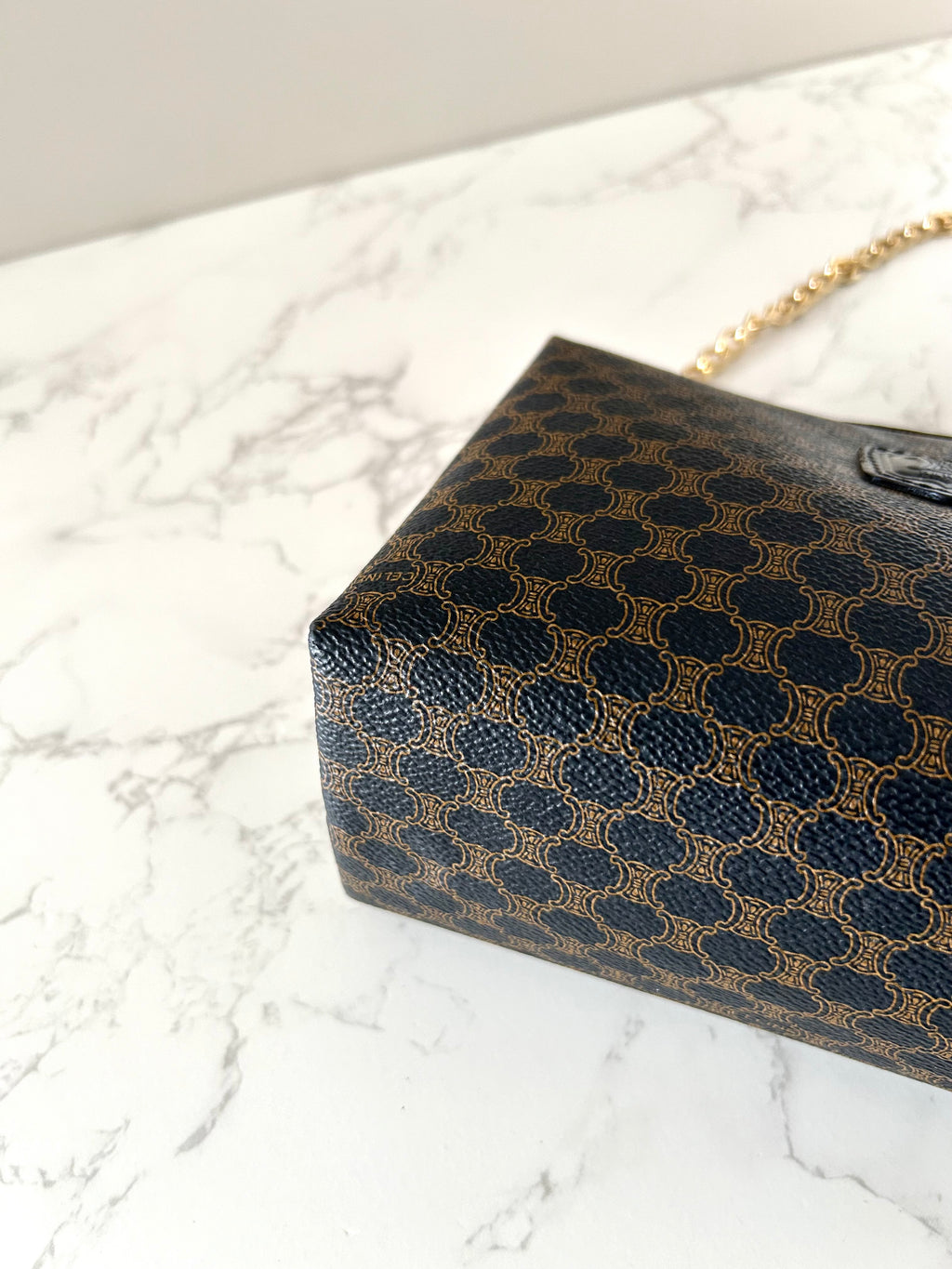 CELINE Rare Medium Cloud Black Old Flower Side Bag / Diagonal Bag