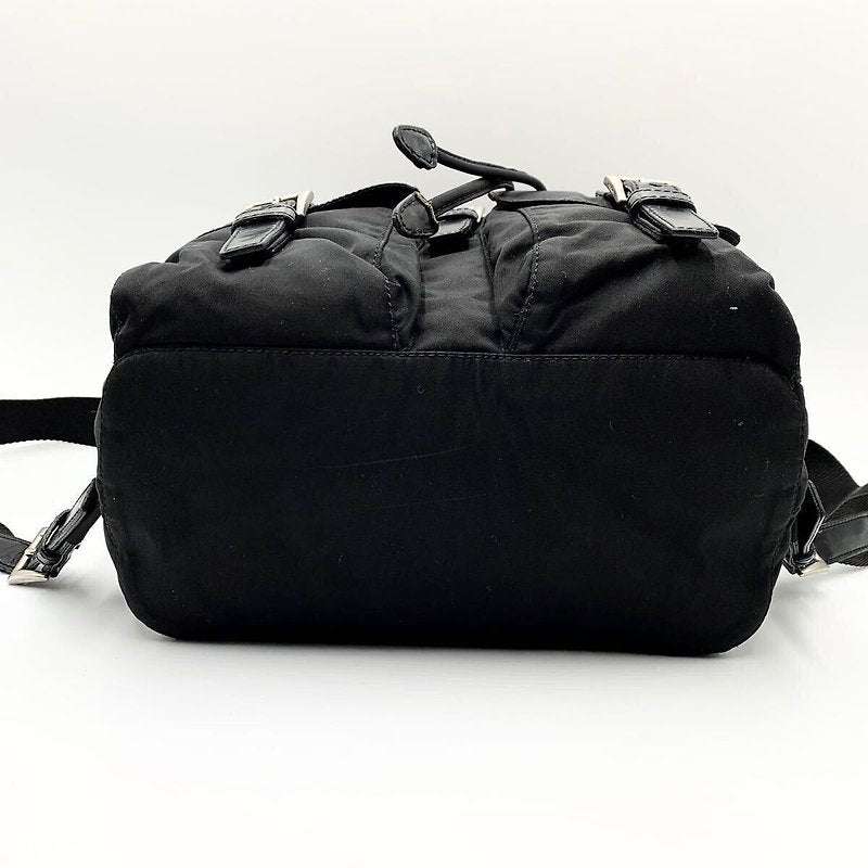 PRADA black silver triangle nylon men's and women's backpack/backpack/backpack