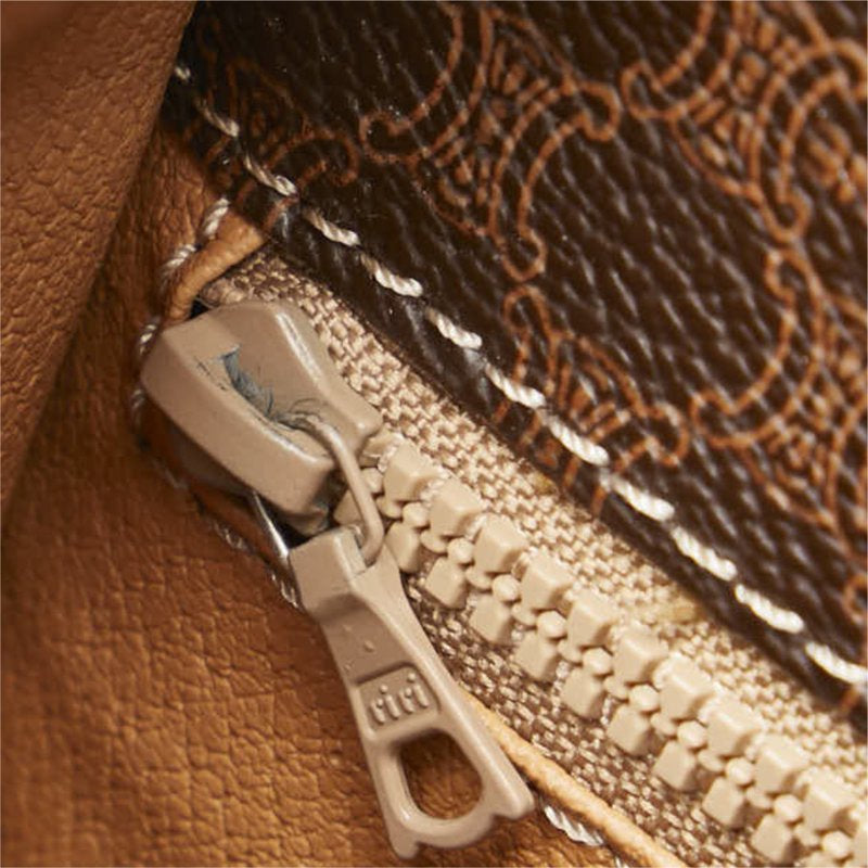 CELINE Brown Old Flower Tofu Side Bag / Crossbody Bag