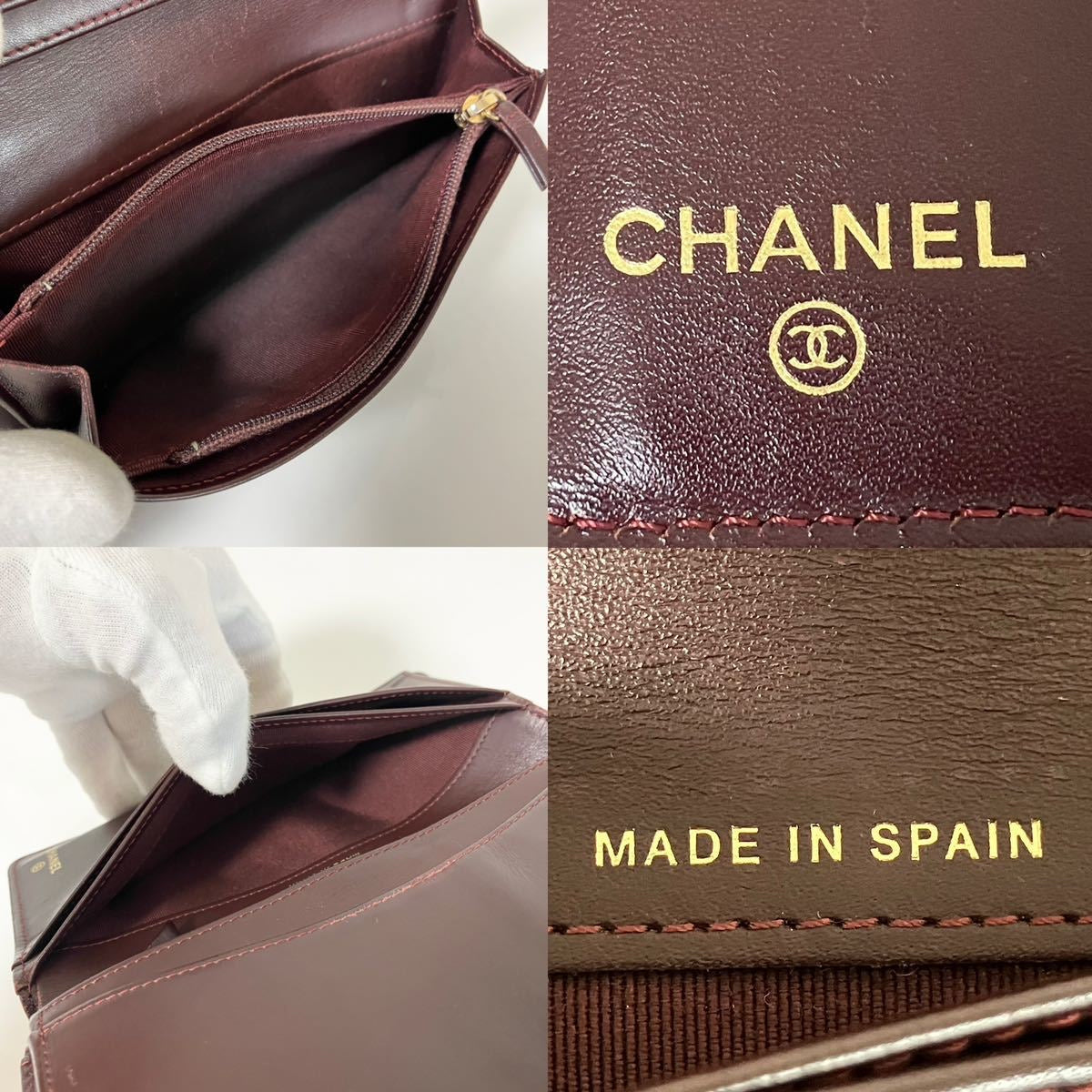 CHANEL Full Set Caviar Leather Black x Gold Long Bi-fold Wallet