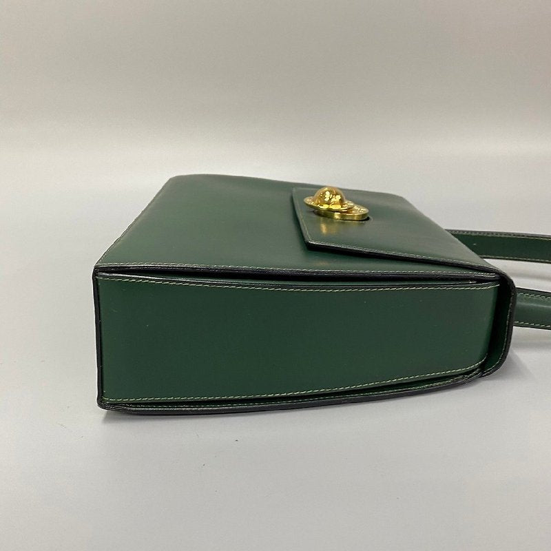 CELINE rare rotating gold planet green leather small bag / handbag