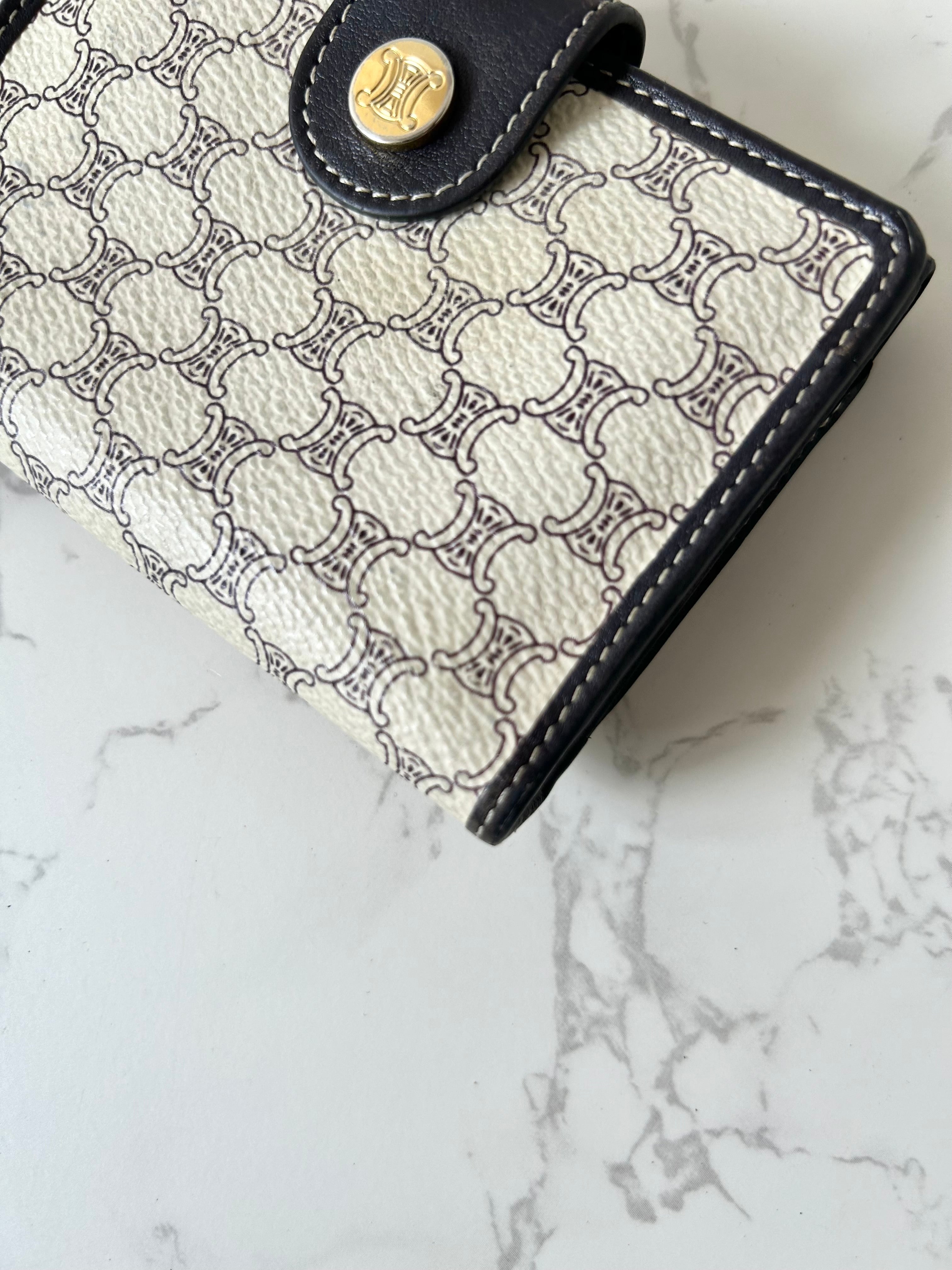 CELINE black and white monogram Arc de Triomphe monogram short wallet/wallet/wallet