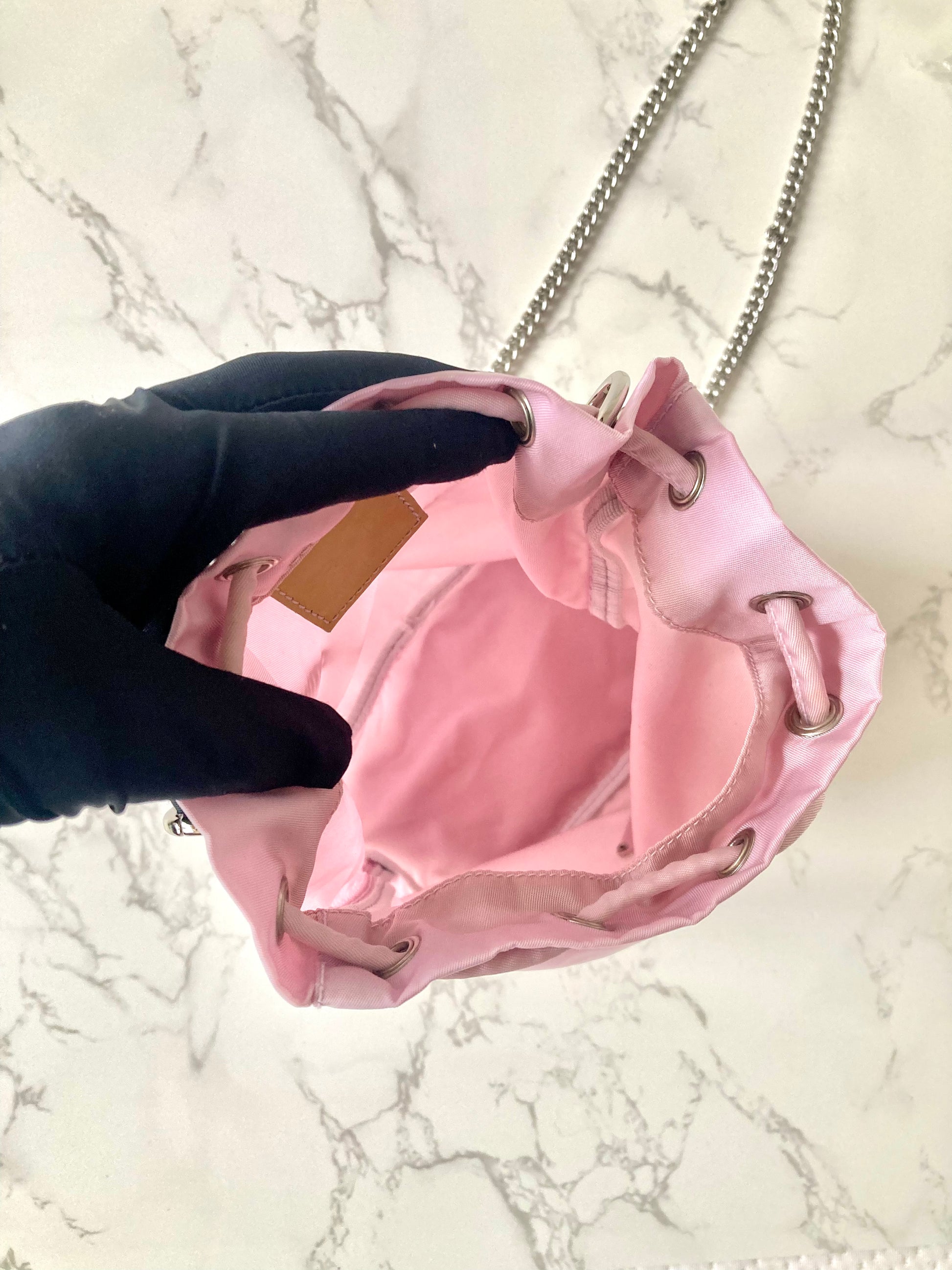 PRADA Parachute Chain PInk Mini Bucket (Add-on)