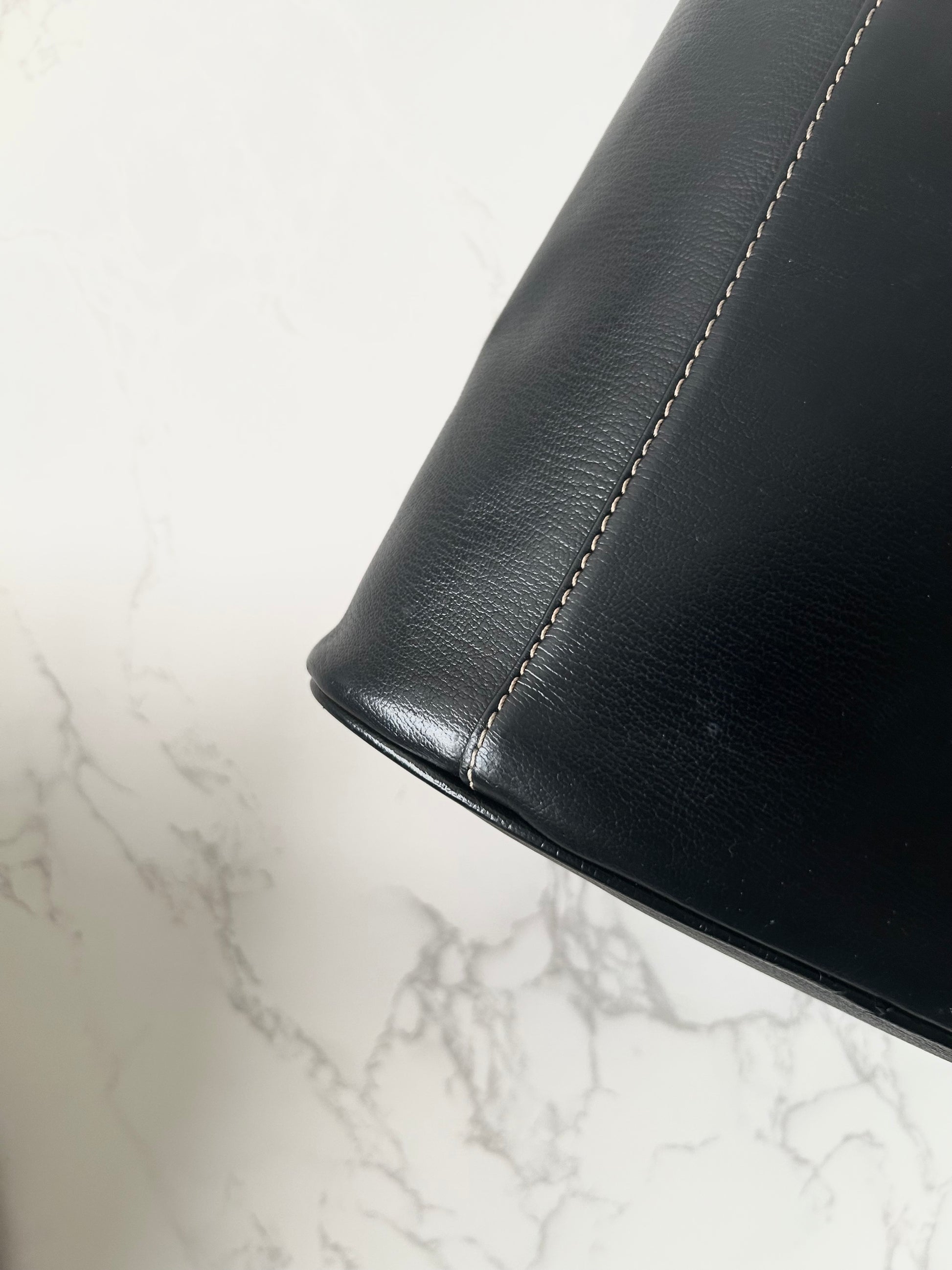 LOEWE gold snake bone black leather box dual-purpose side backpack/oblique backpack/handbag