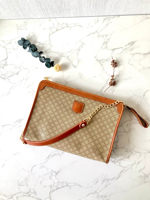 CELINE Beige Macadam Shoulder Bag