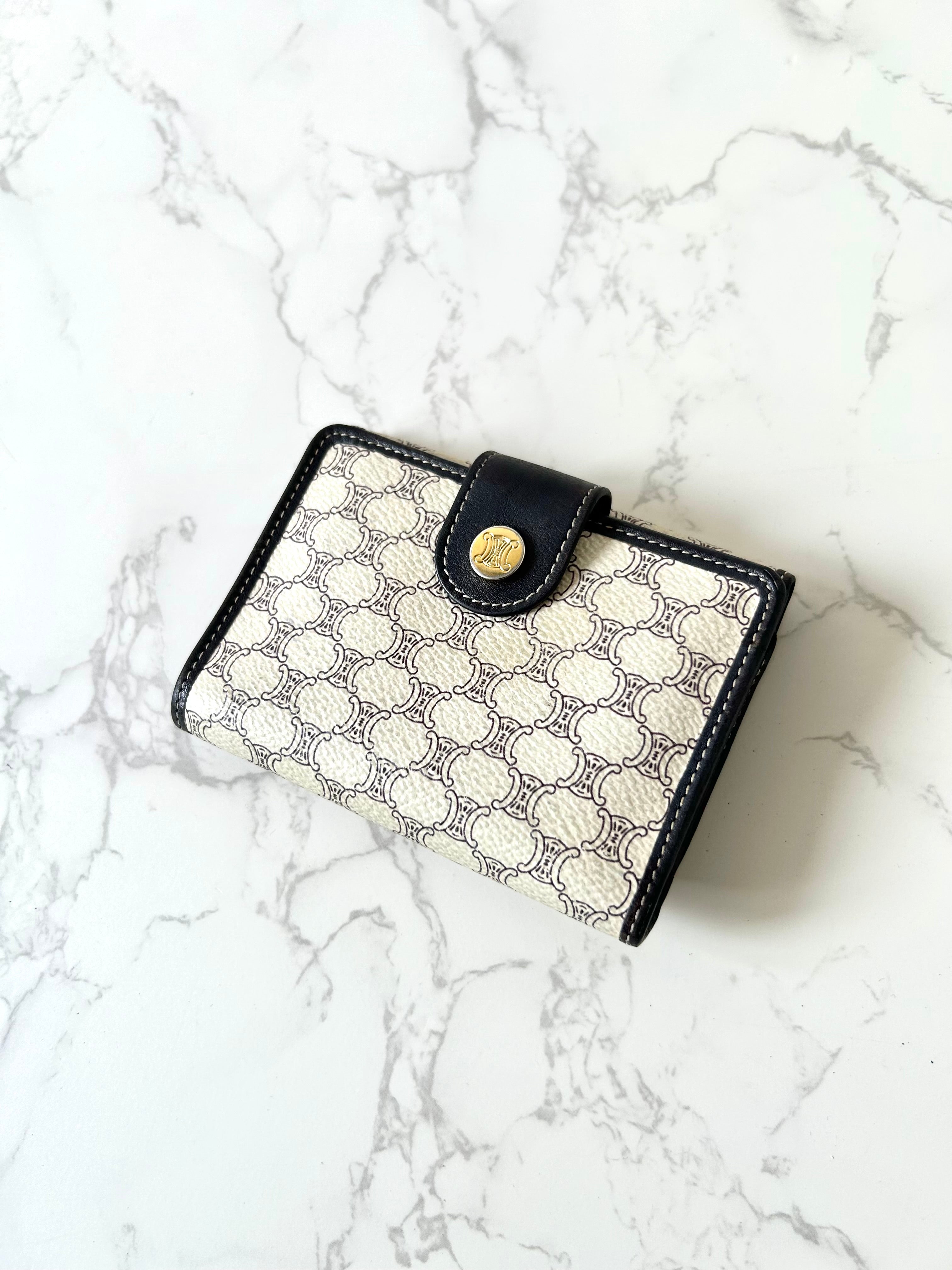 CELINE black and white monogram Arc de Triomphe monogram short wallet/wallet/wallet