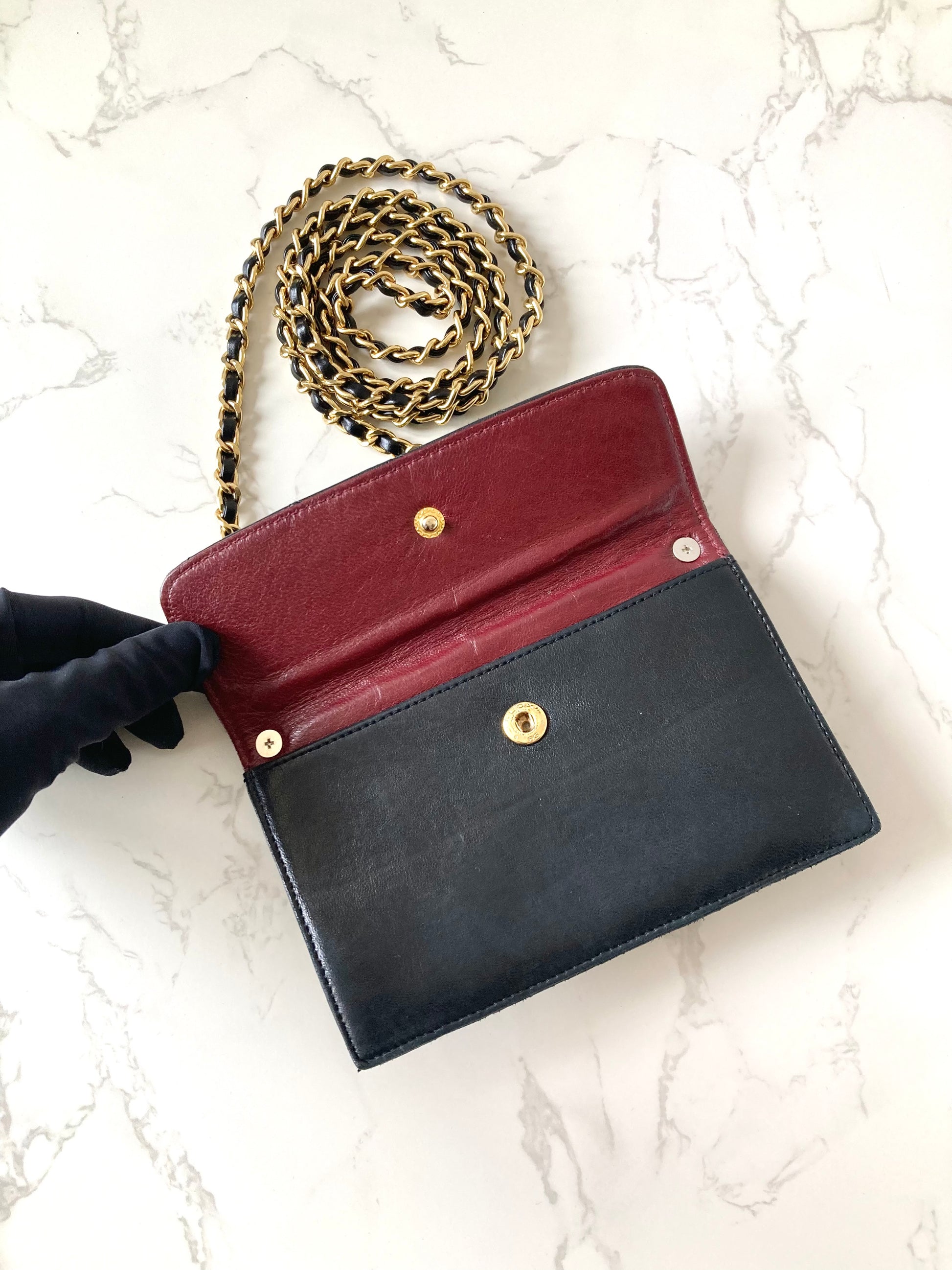 CHANEL Rare Black Lamb Skin Mini Chain Crossbody Bag