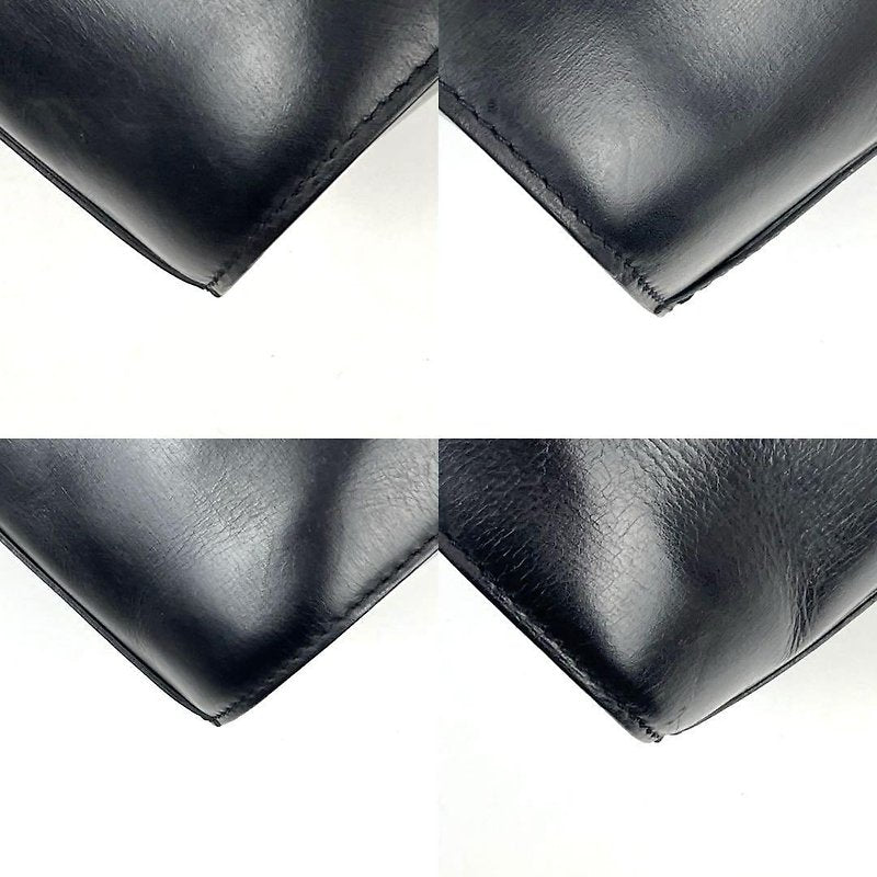 CELINE rare black small gold ring cowhide leather French fry small bag / side bag / oblique bag