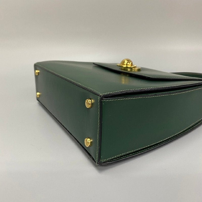 CELINE rare rotating gold planet green leather small bag / handbag