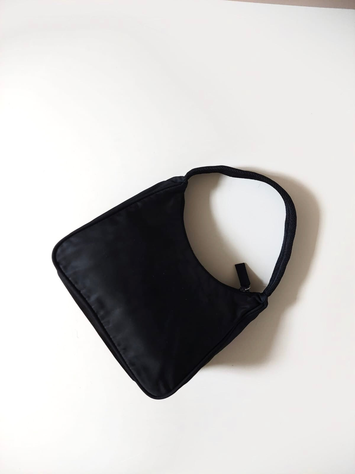 PRADA Black Silver Triangle Hobo Shoulder Bag/Underarm Bag/Side Bag