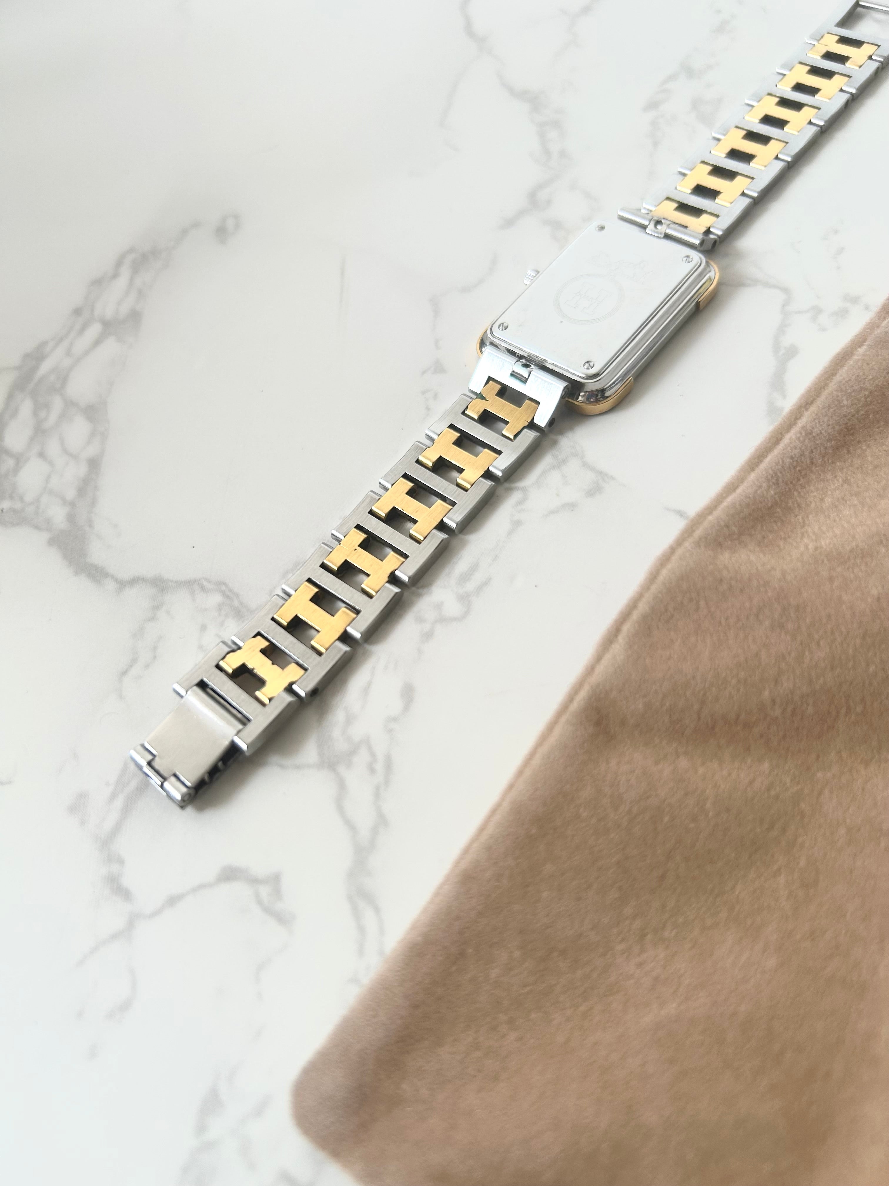 HERMES rare Croisiere gold and silver bracelet men's and women's watch