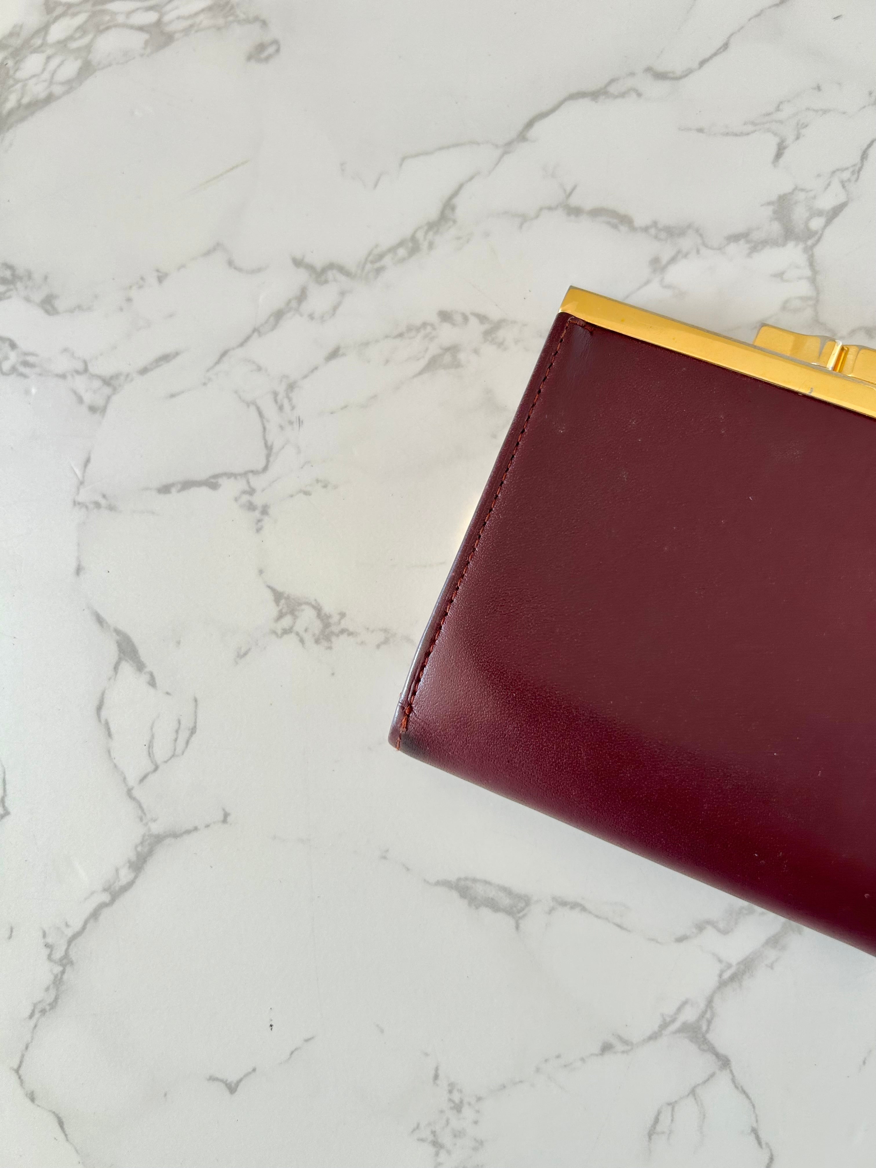 CARTIER Must de Cartier Burgundy Wallet/ Short Clip/ Coin Purse