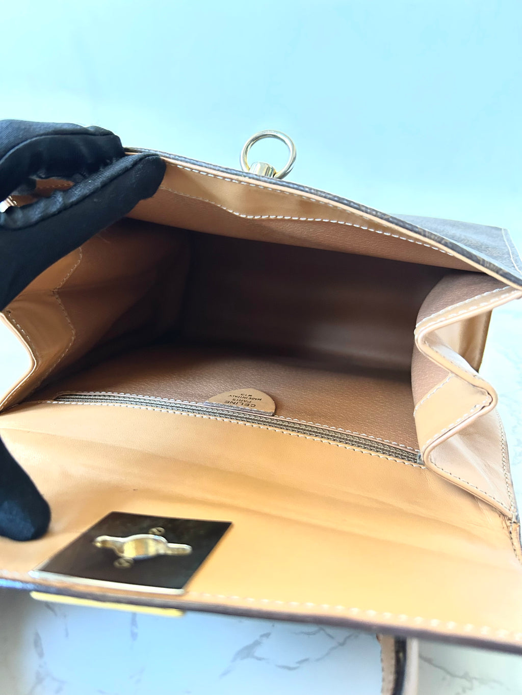 CELINE rare small brown old flower Kelly bag/side bag/crossbody bag/handbag