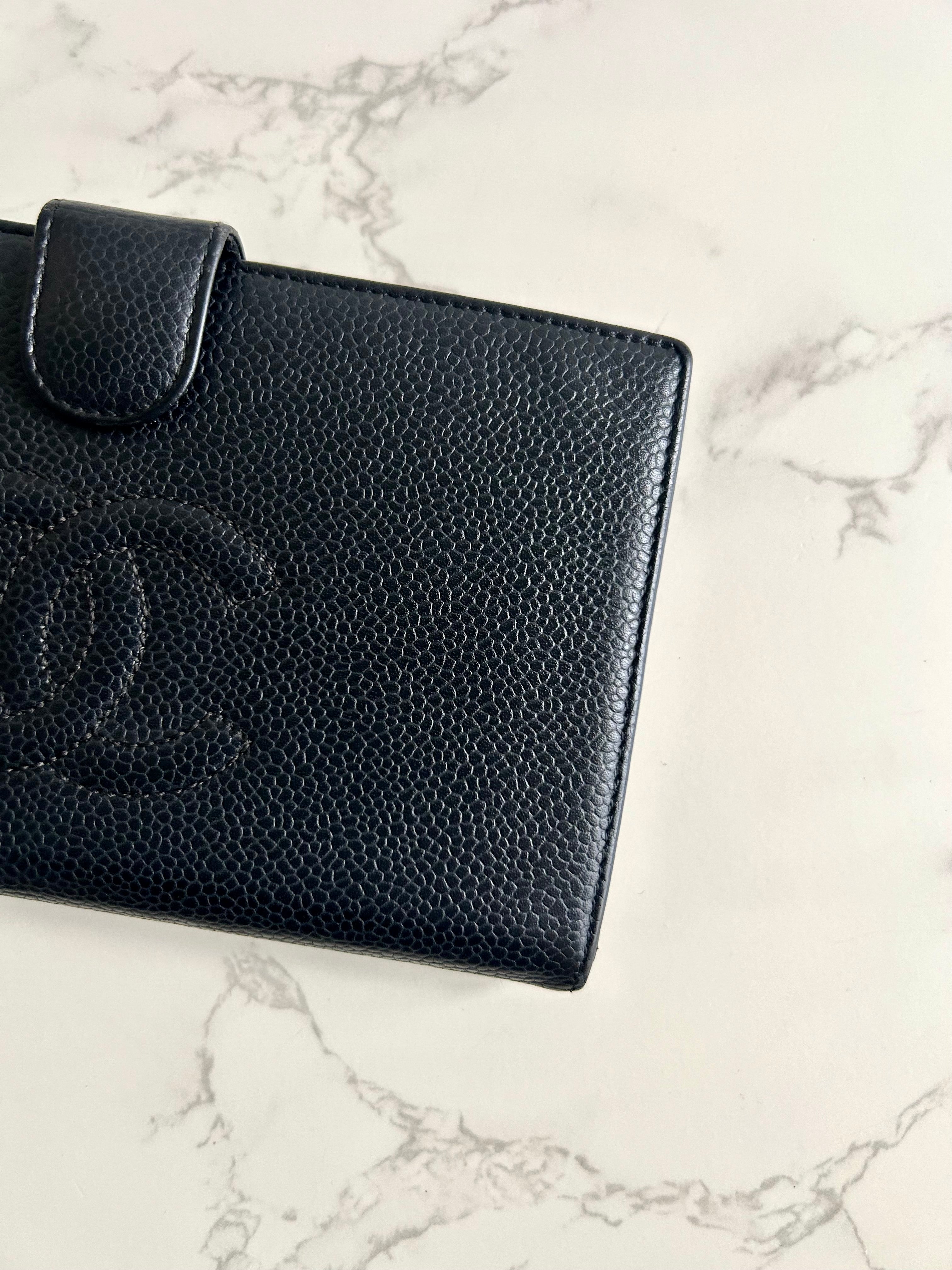 CHANEL Black Classic Caviar Leather Long Wallet/Wallet