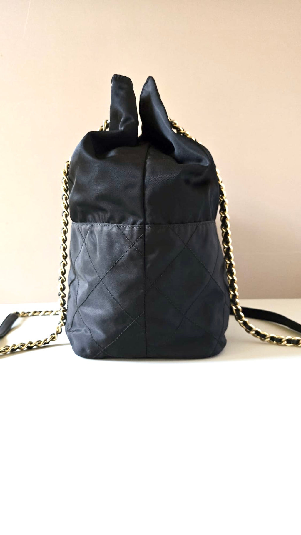 Prada 稀有黑金鏈子水桶包/側背包/斜背包