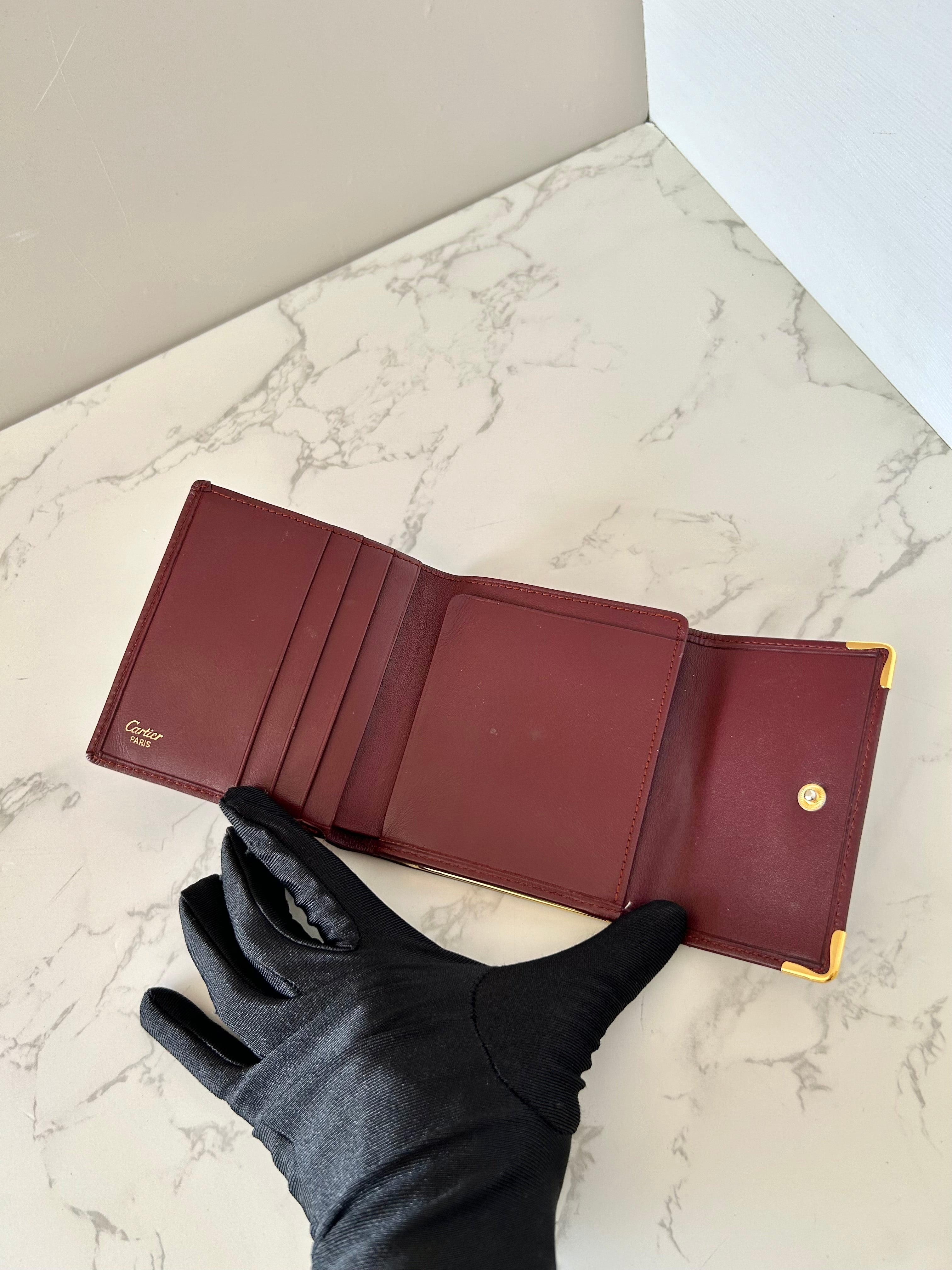 CARTIER Must de Cartier Burgundy Wallet/ Short Clip/ Coin Purse
