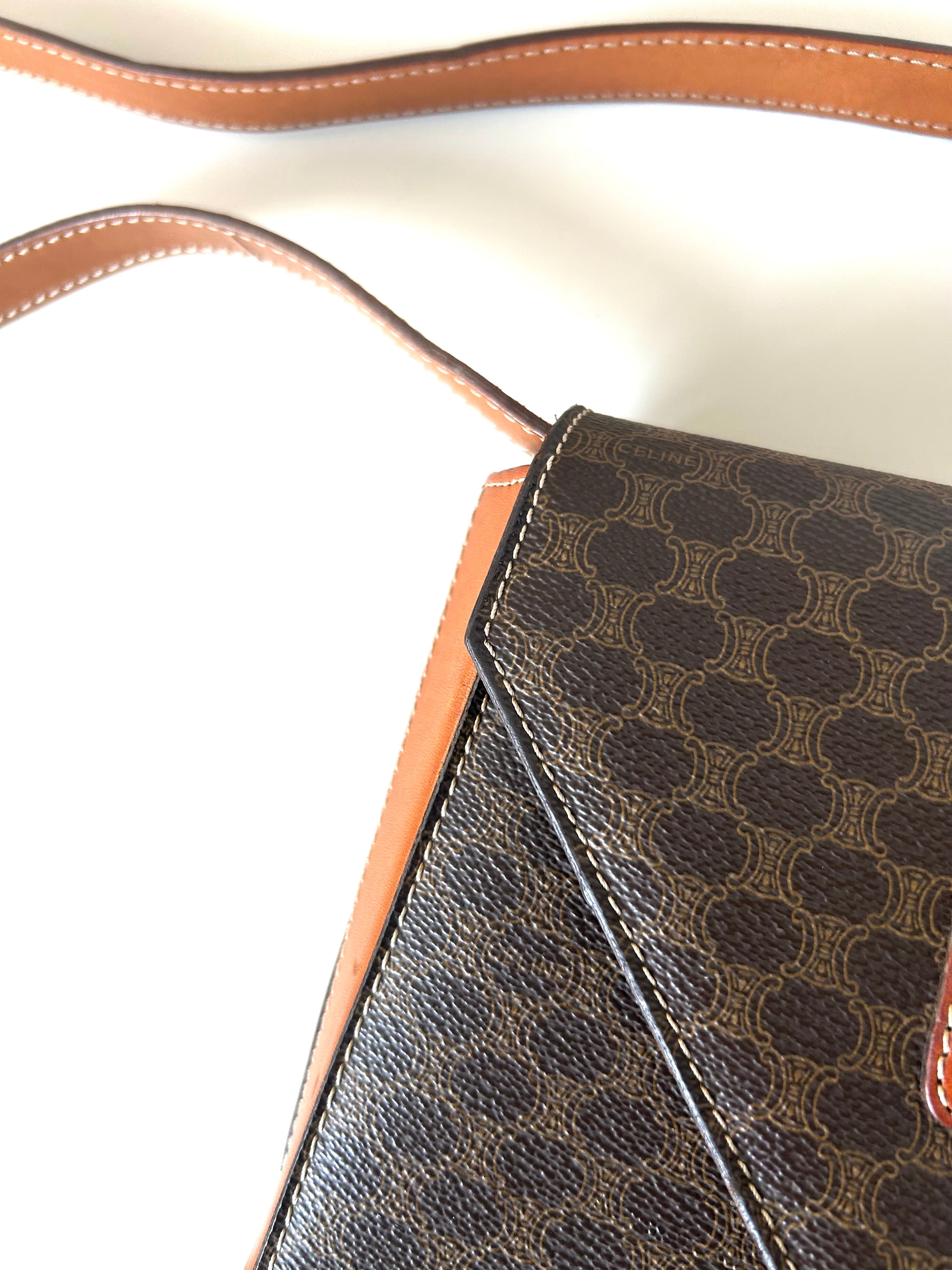 CELINE Brown Old Flower Envelope Box Small Bag/Side Bag/Messenger Bag