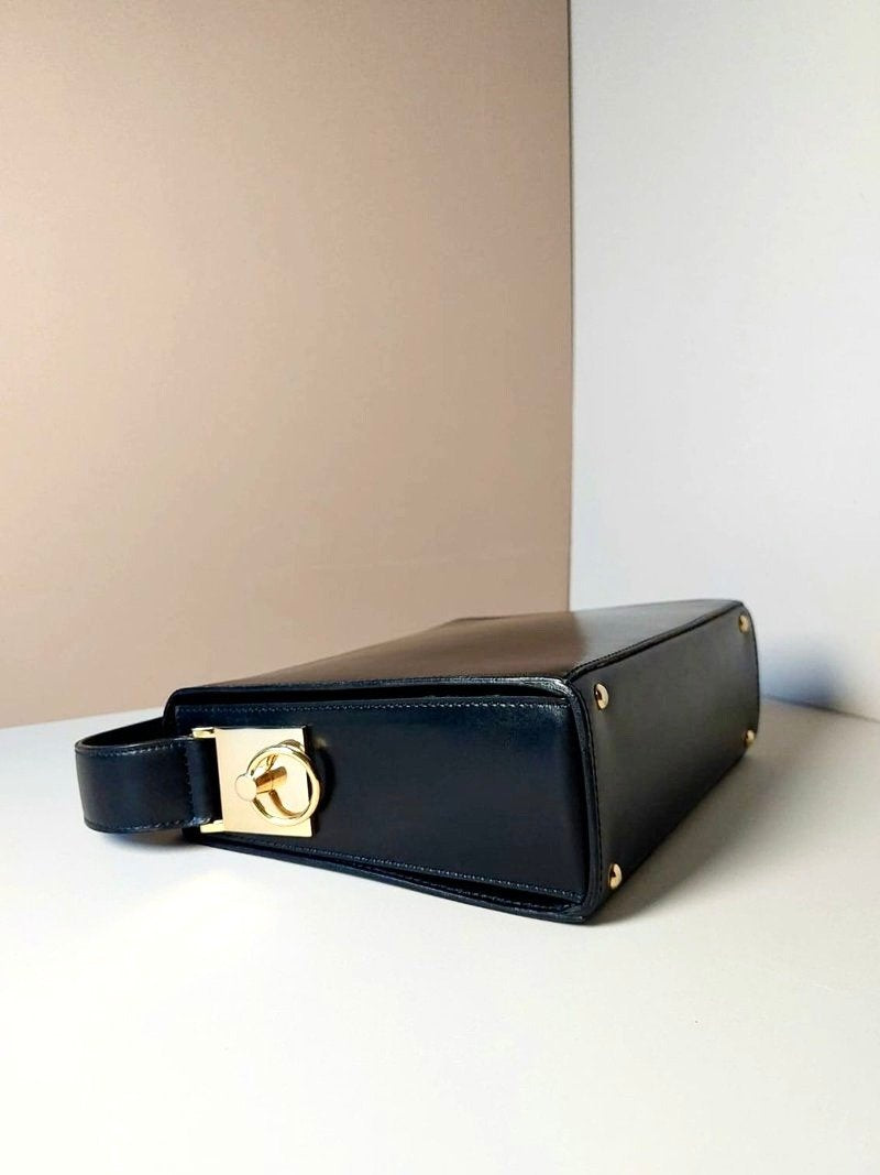 CELINE black gold ring envelope box small clutch / underarm bag
