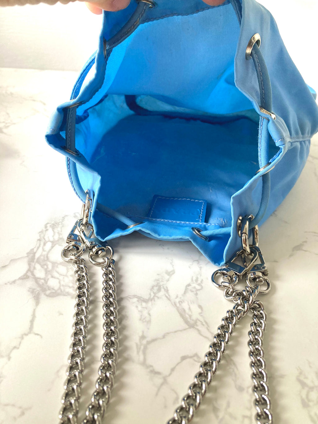 PRADA Parachute Chain Blue Mini Bucket (Add-on)