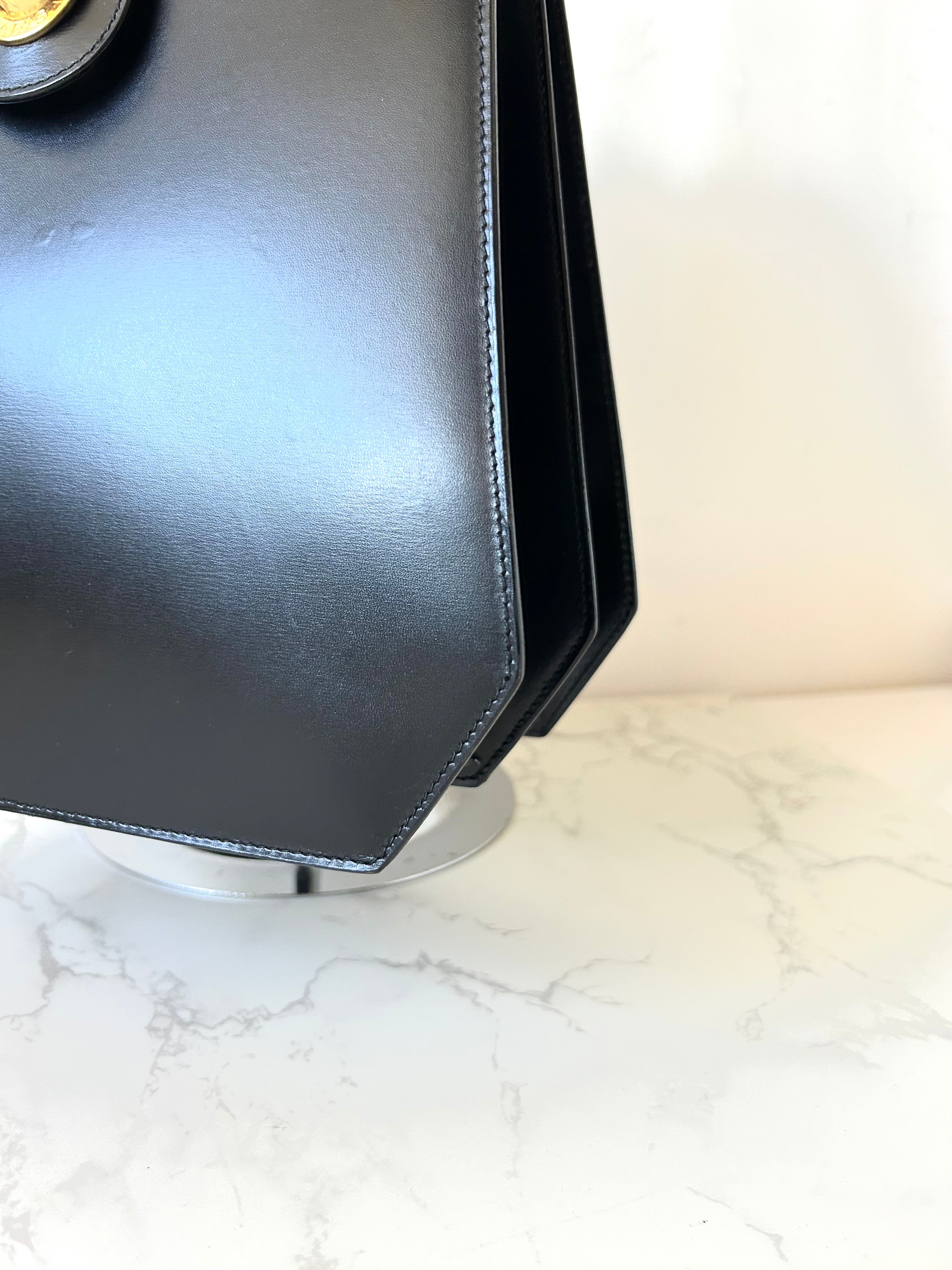CELINE rare black and gold planet tote accordion bag / side backpack