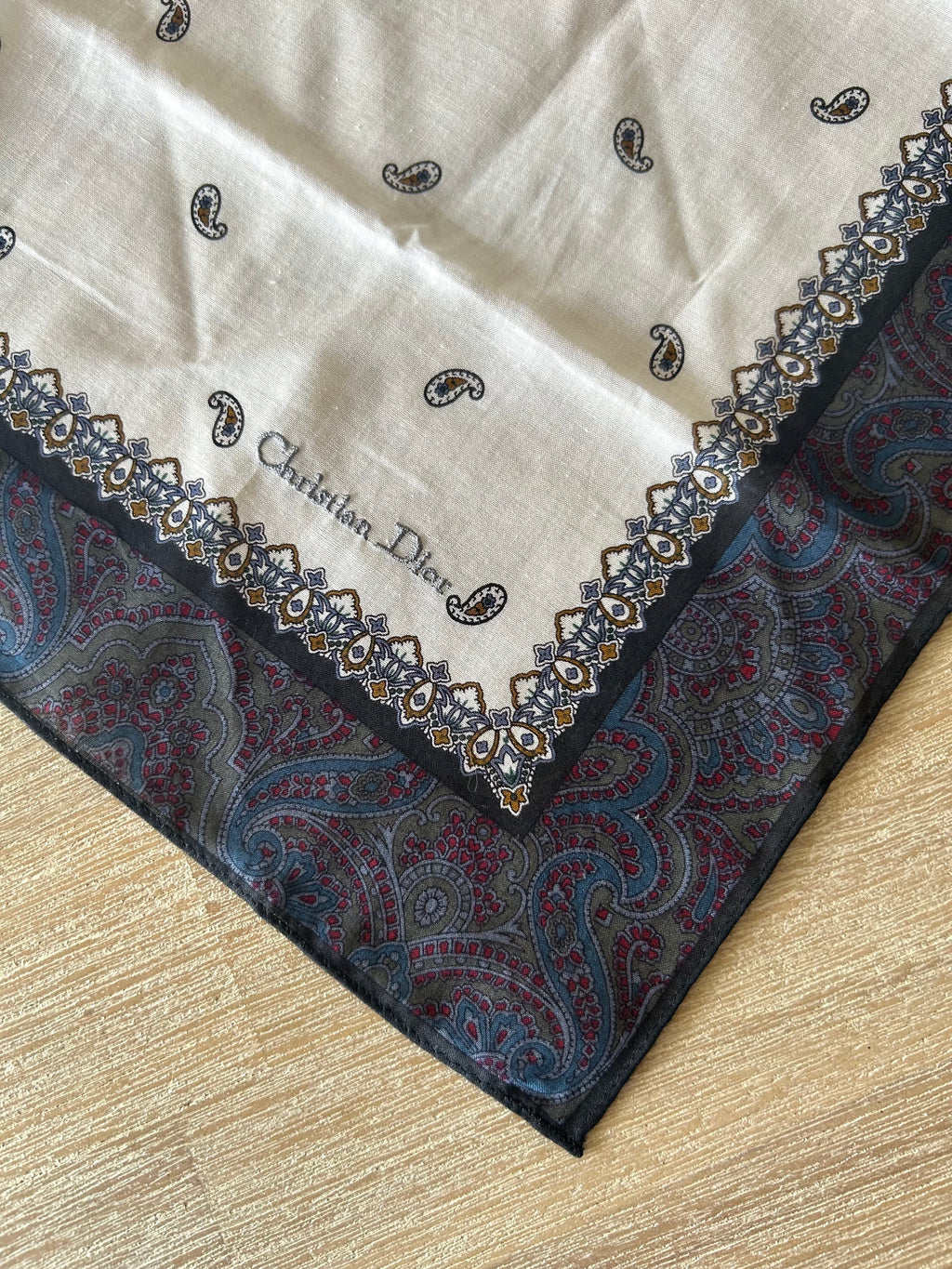 $38 Add-on-CHRISTIAN DIOR Cashew Flower Square Silk Scarf 46x46cm (Original Price $380)