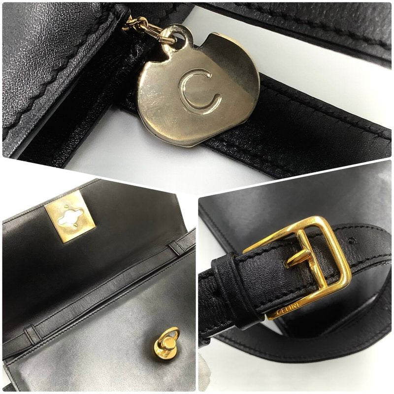 CELINE black gold ring envelope box small clutch/side bag/crossbody bag