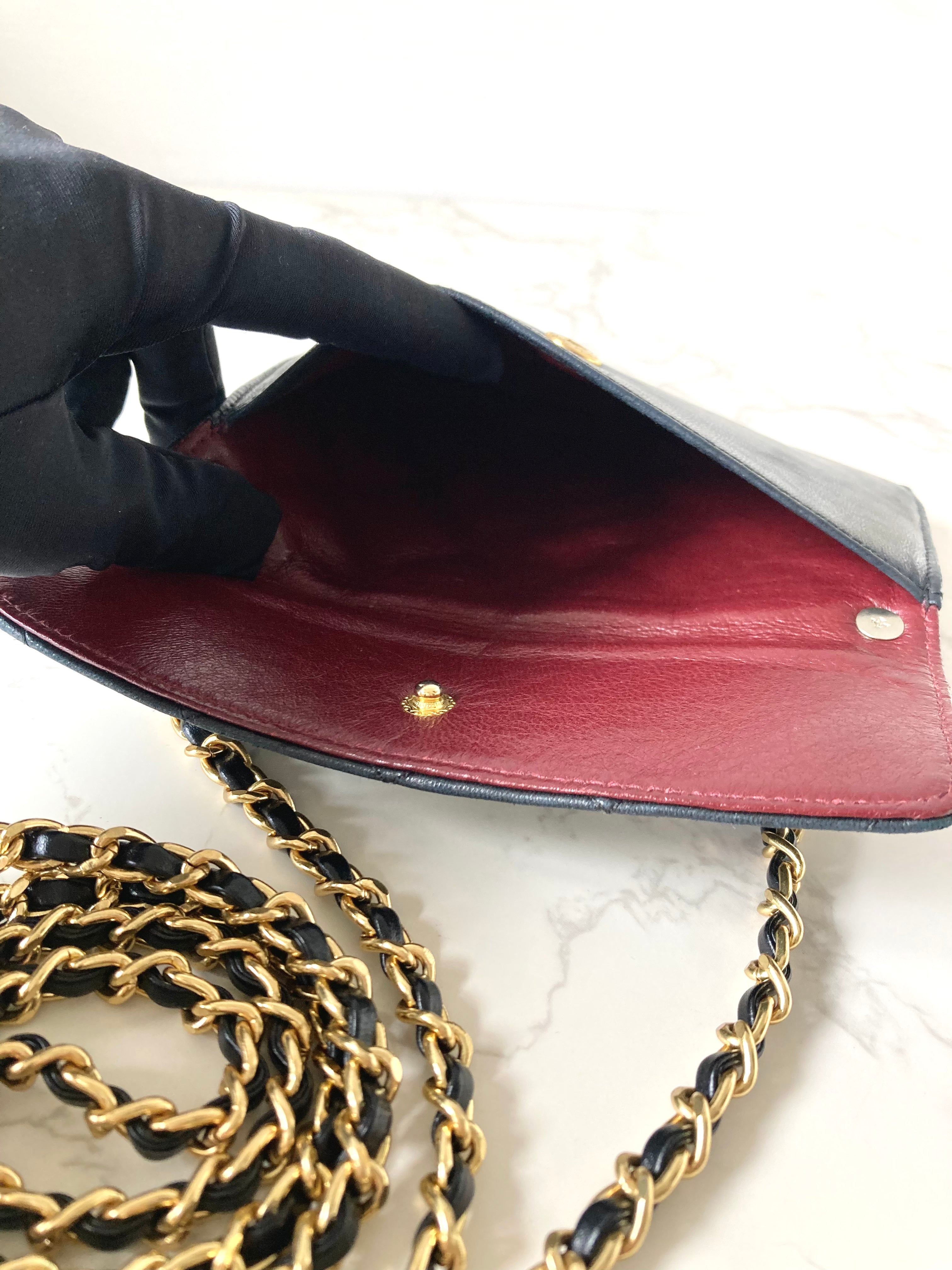CHANEL Rare Black Lamb Skin Mini Chain Crossbody Bag