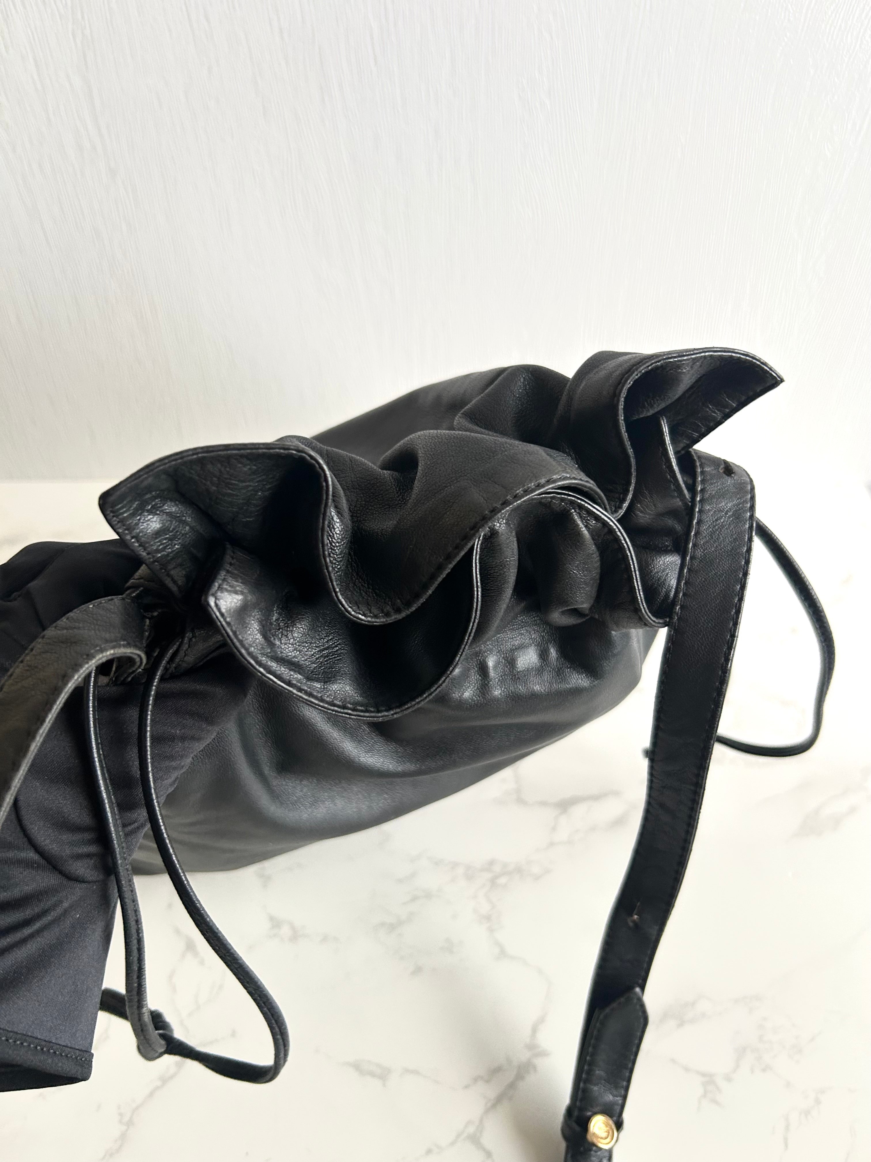Loewe Black Anagram Napa Leather Bucket Bag Shoulder Bag Crossbody Bag