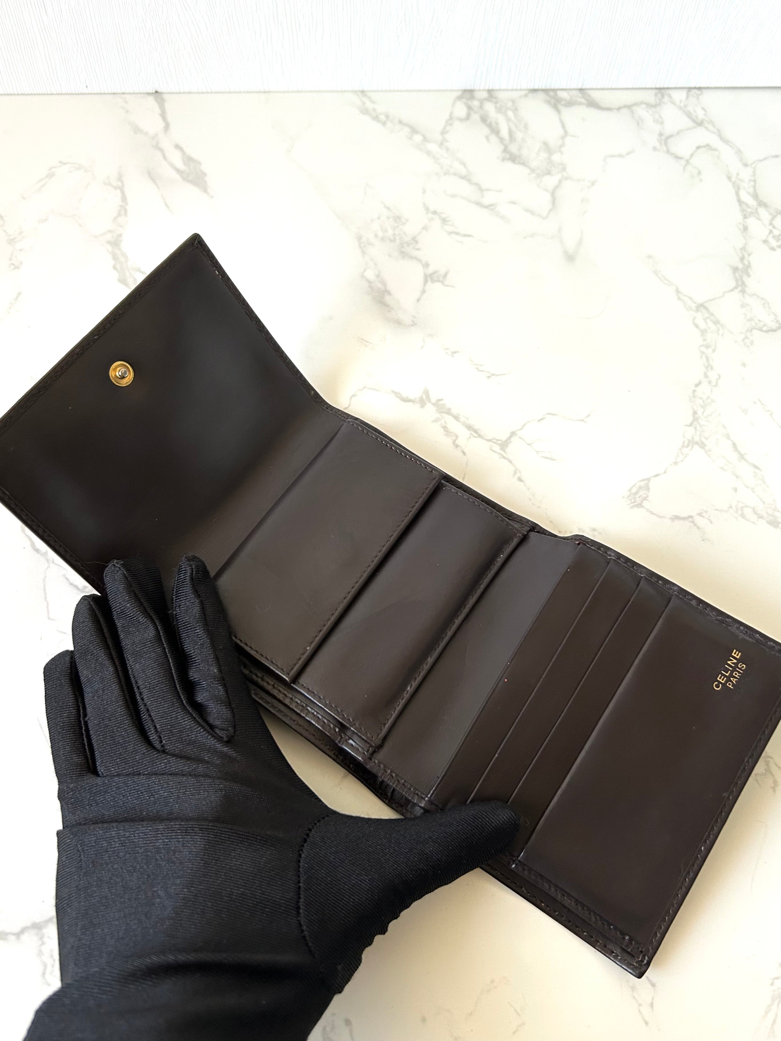 CELINE rare dark brown planet short wallet / wallet